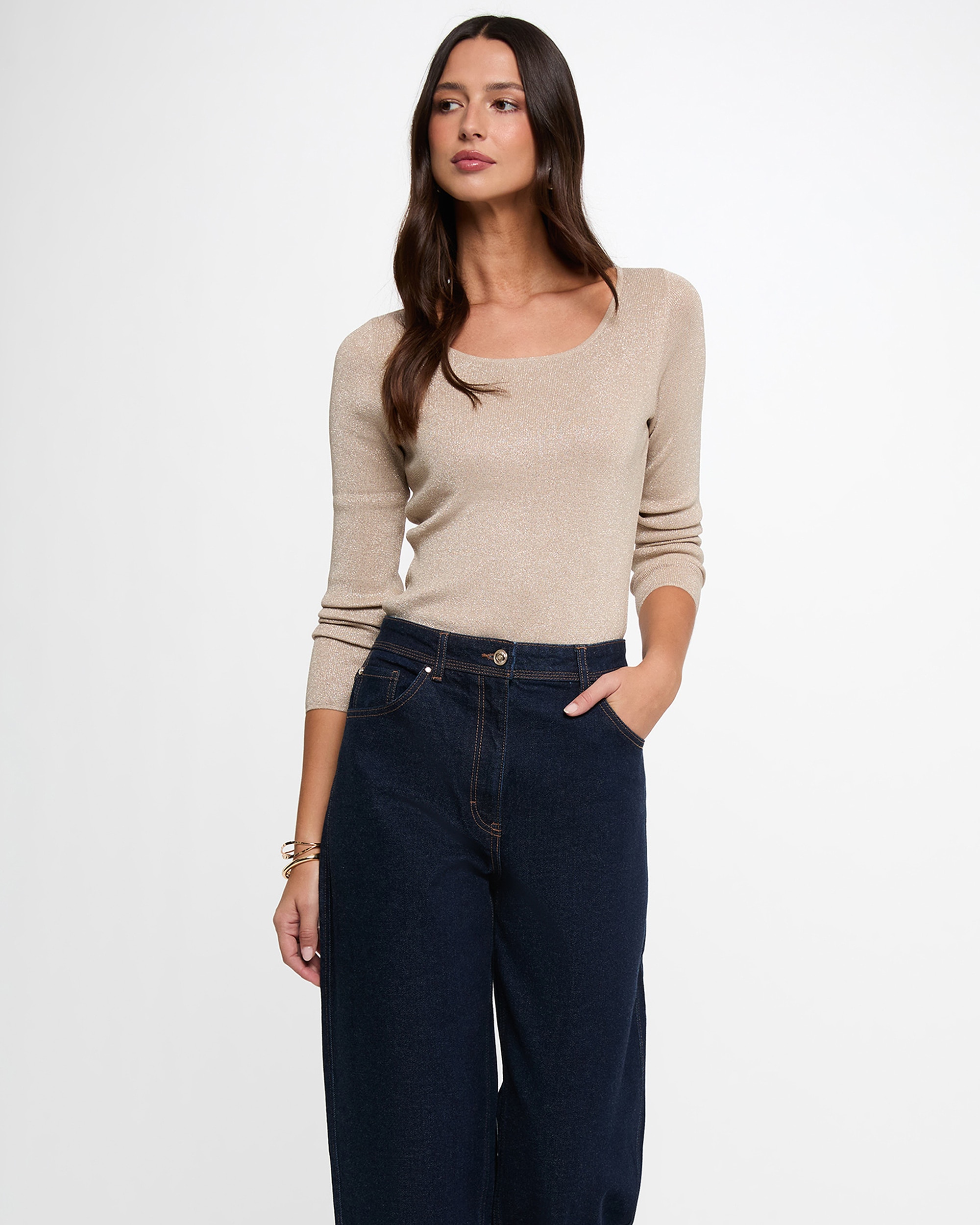 Jersey de mujer con escote redondo - Morgan - Crudo Crudo-1