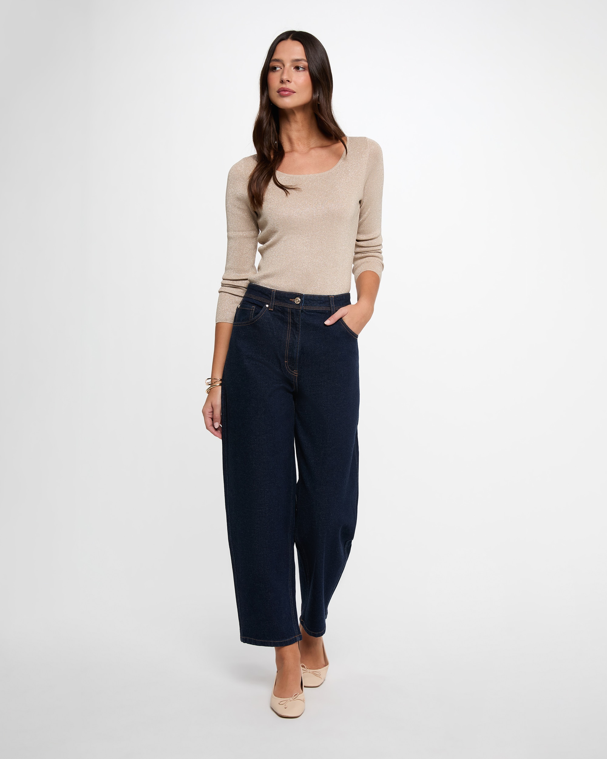 Jersey de mujer con escote redondo - Morgan - Crudo Crudo-3