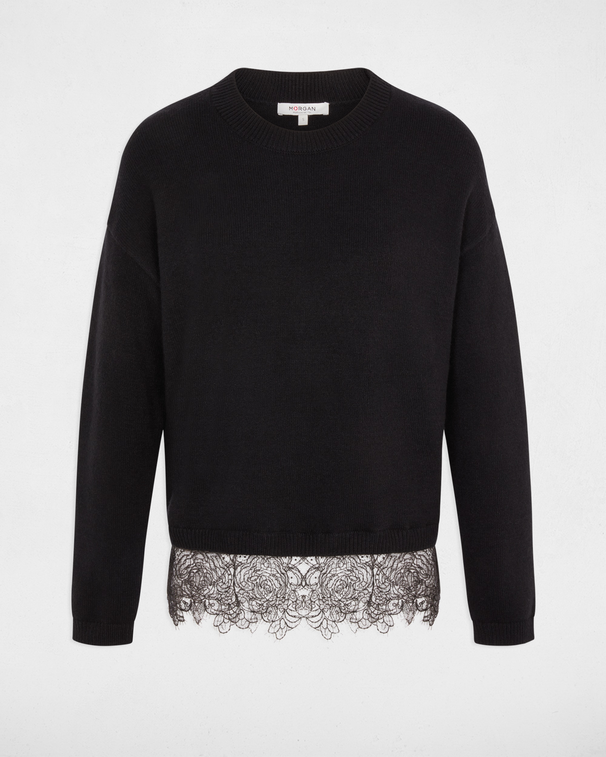 Jersey de mujer con detalle de encaje - Morgan - Negro Negro-5