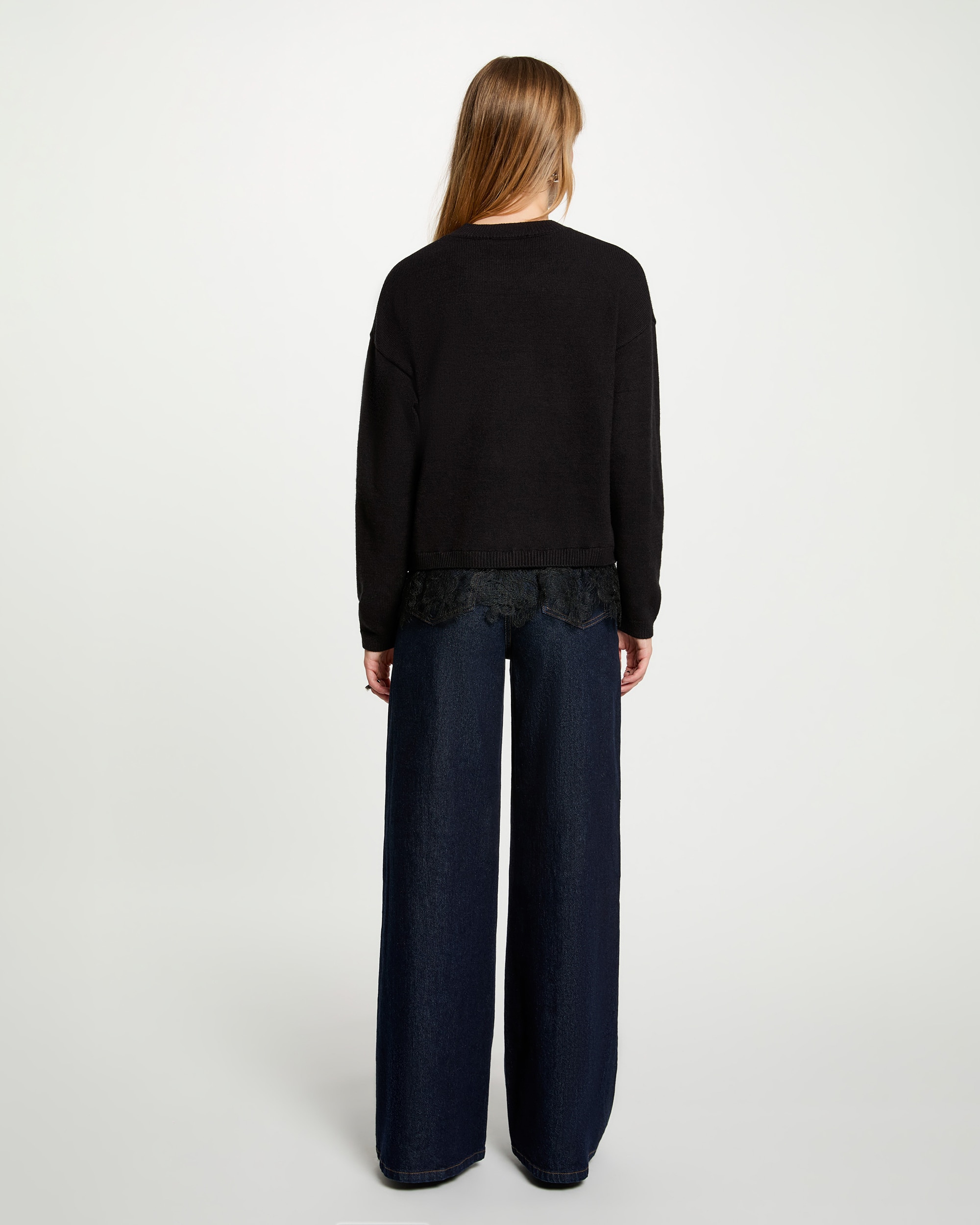Jersey de mujer con detalle de encaje - Morgan - Negro Negro-2