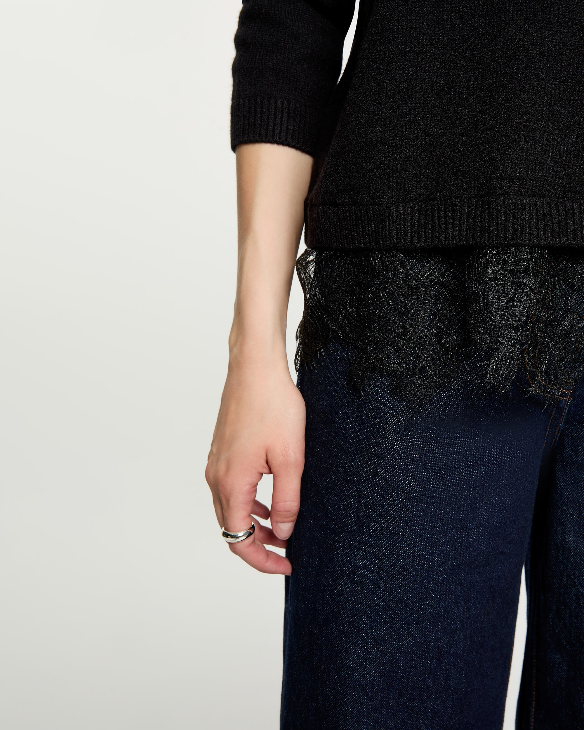 Jersey de mujer con detalle de encaje - Morgan - Negro Negro-4