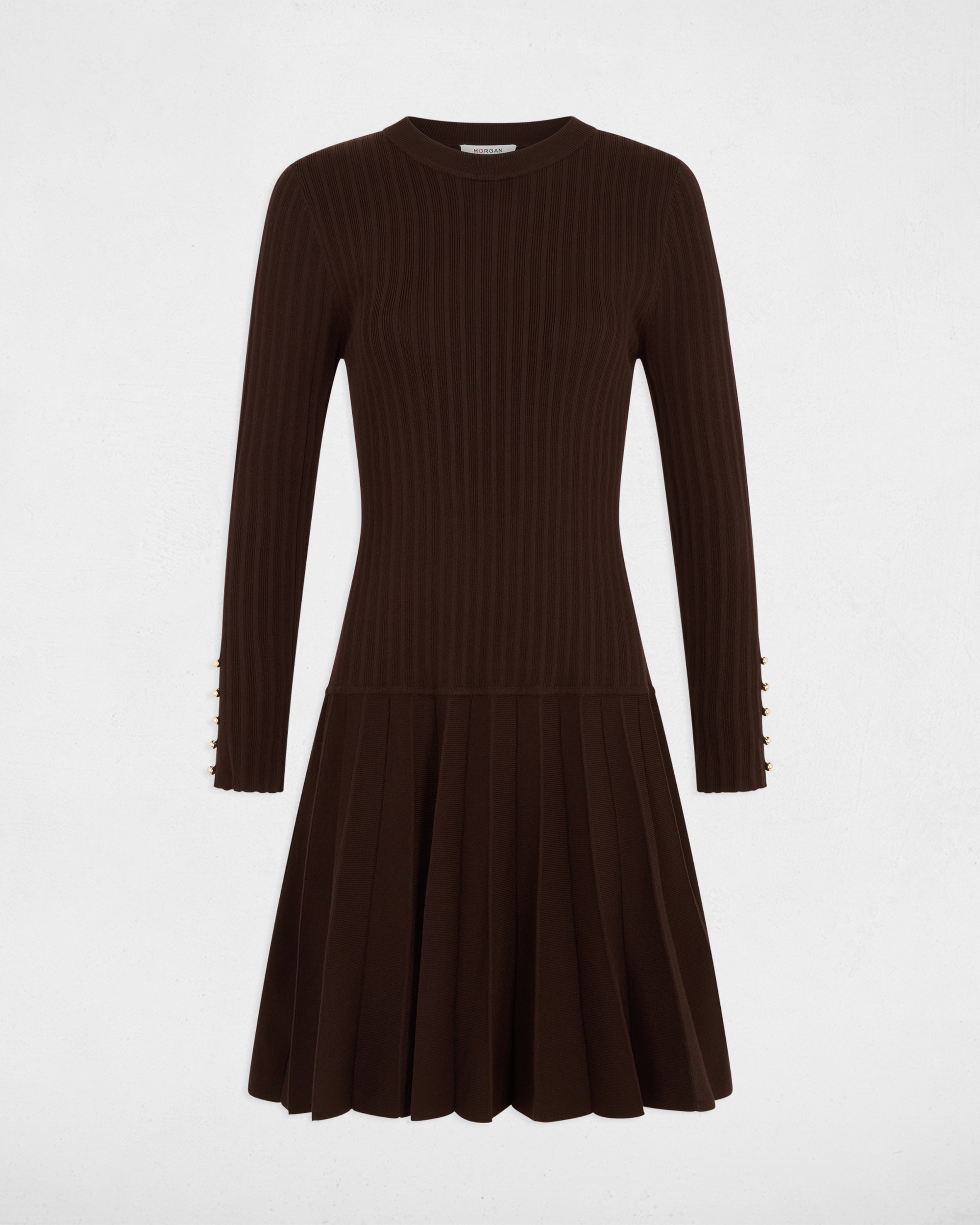 Vestido corto con manga larga - Morgan - Marrón oscuro Marrón oscuro-5