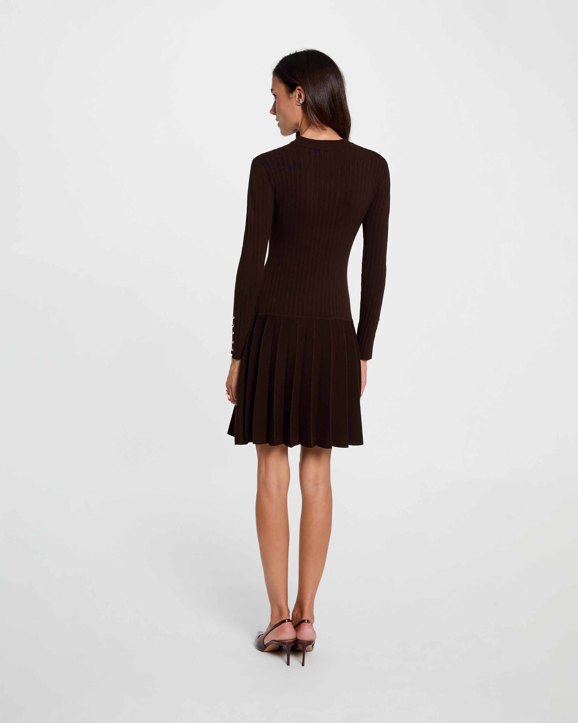 Vestido corto con manga larga - Morgan - Marrón oscuro Marrón oscuro-2