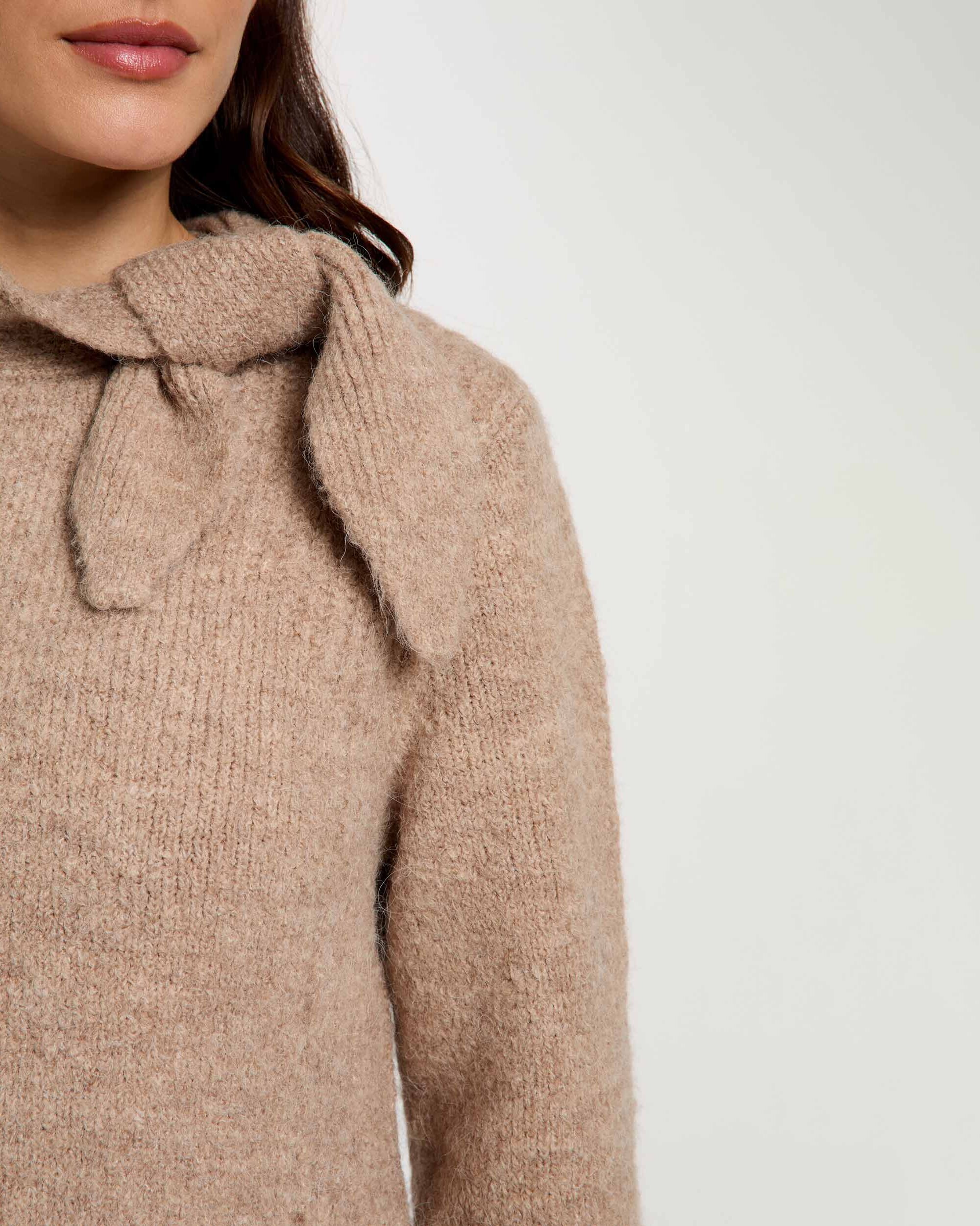 Imagen 5 de Jersey de mujer con cuello con lazo - Morgan - Beige Beige