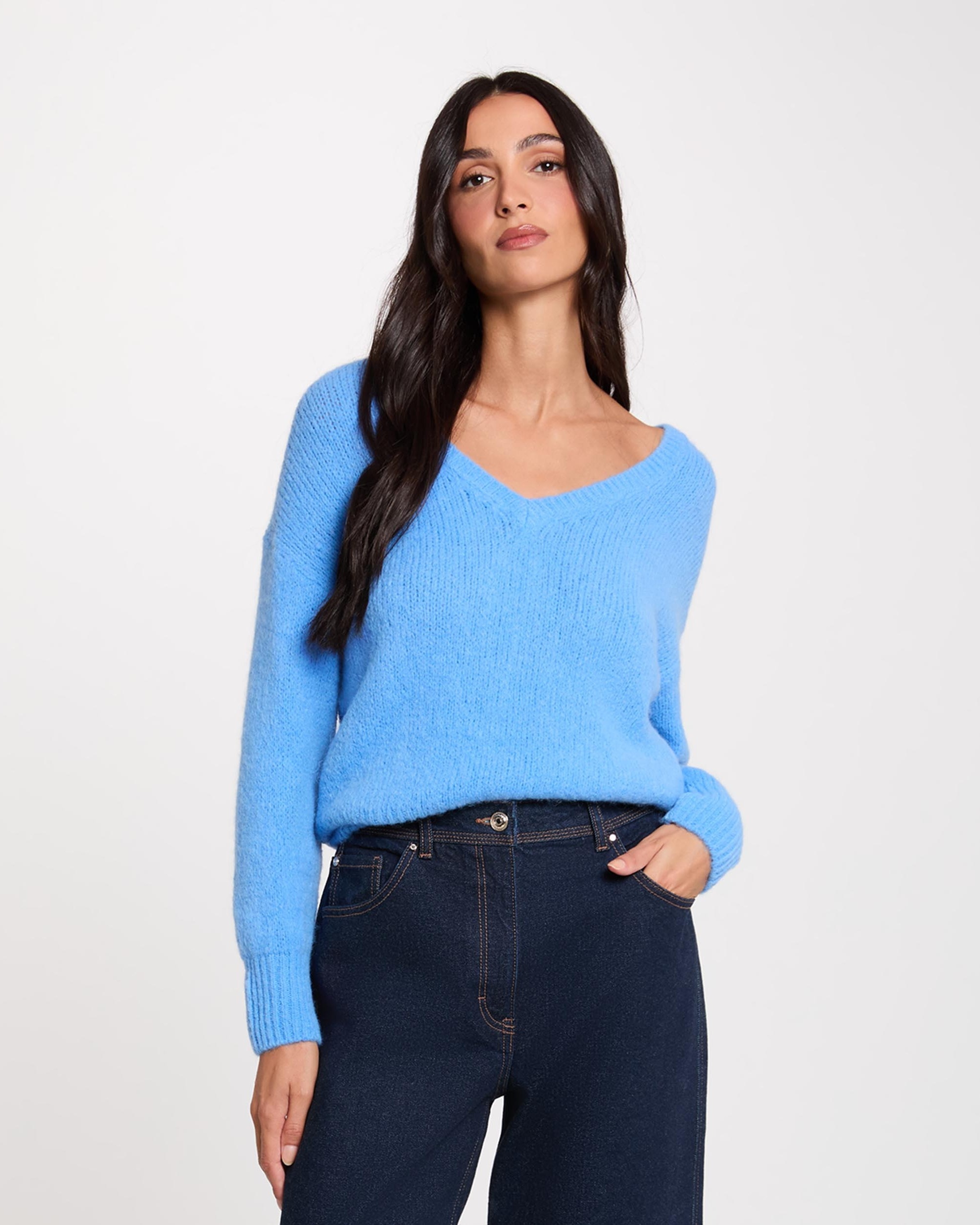 Imagen 1 de Jersey de mujer con escote barco Azul celeste