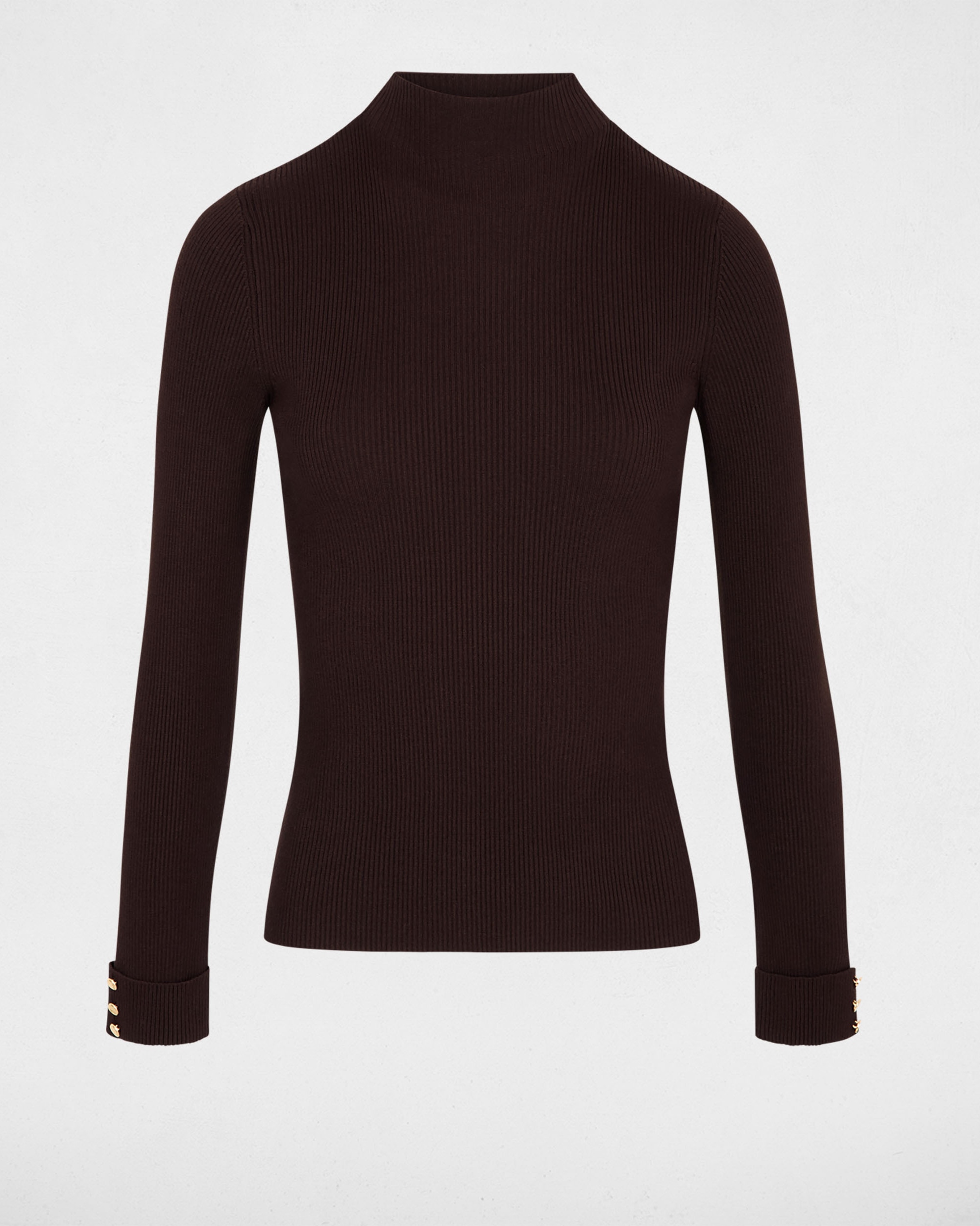 Jersey de mujer con cuello alto - Morgan - Marrón oscuro Marrón oscuro-5