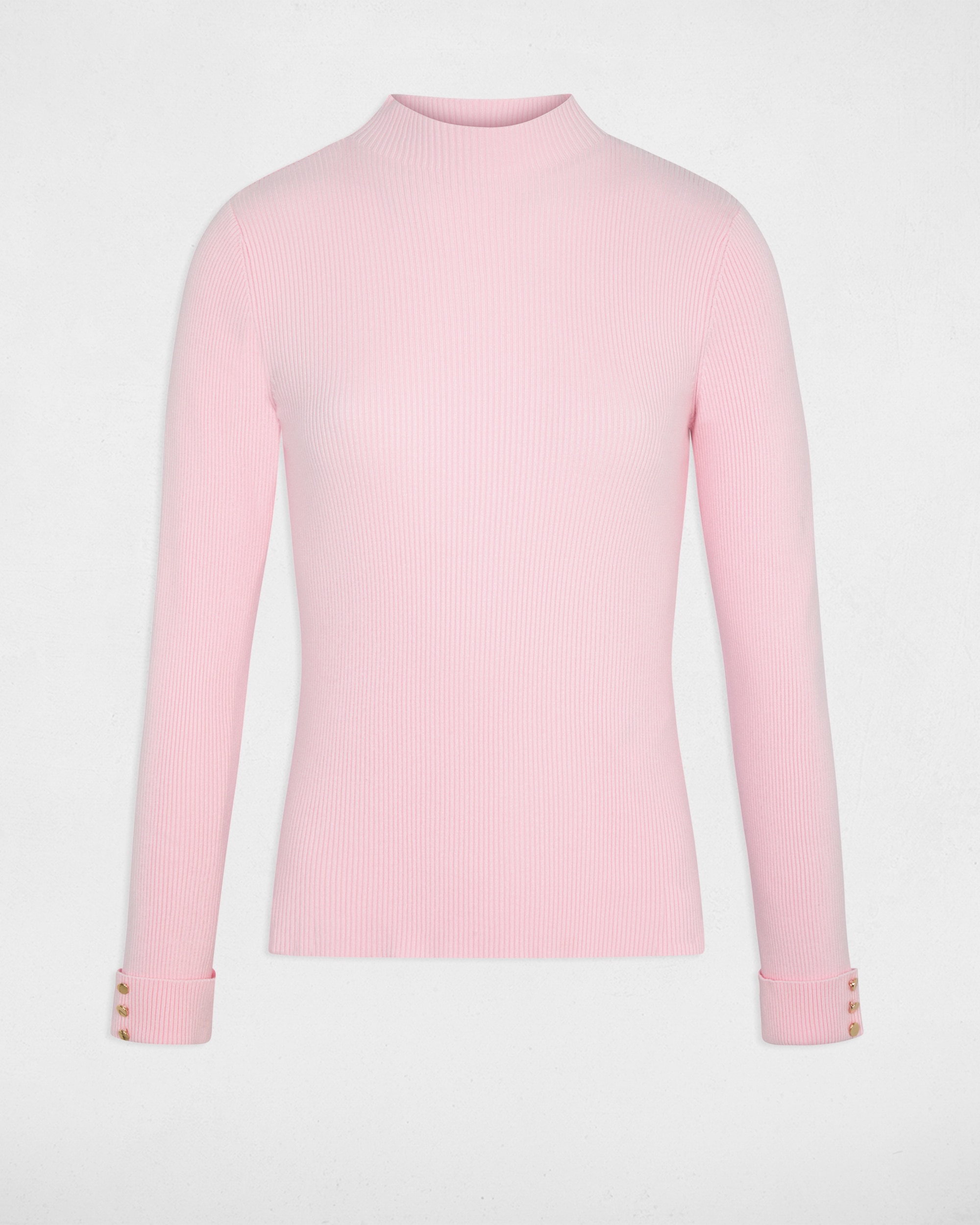 Jersey de mujer con cuello alto - Morgan - Rosa pastel Rosa pastel-5