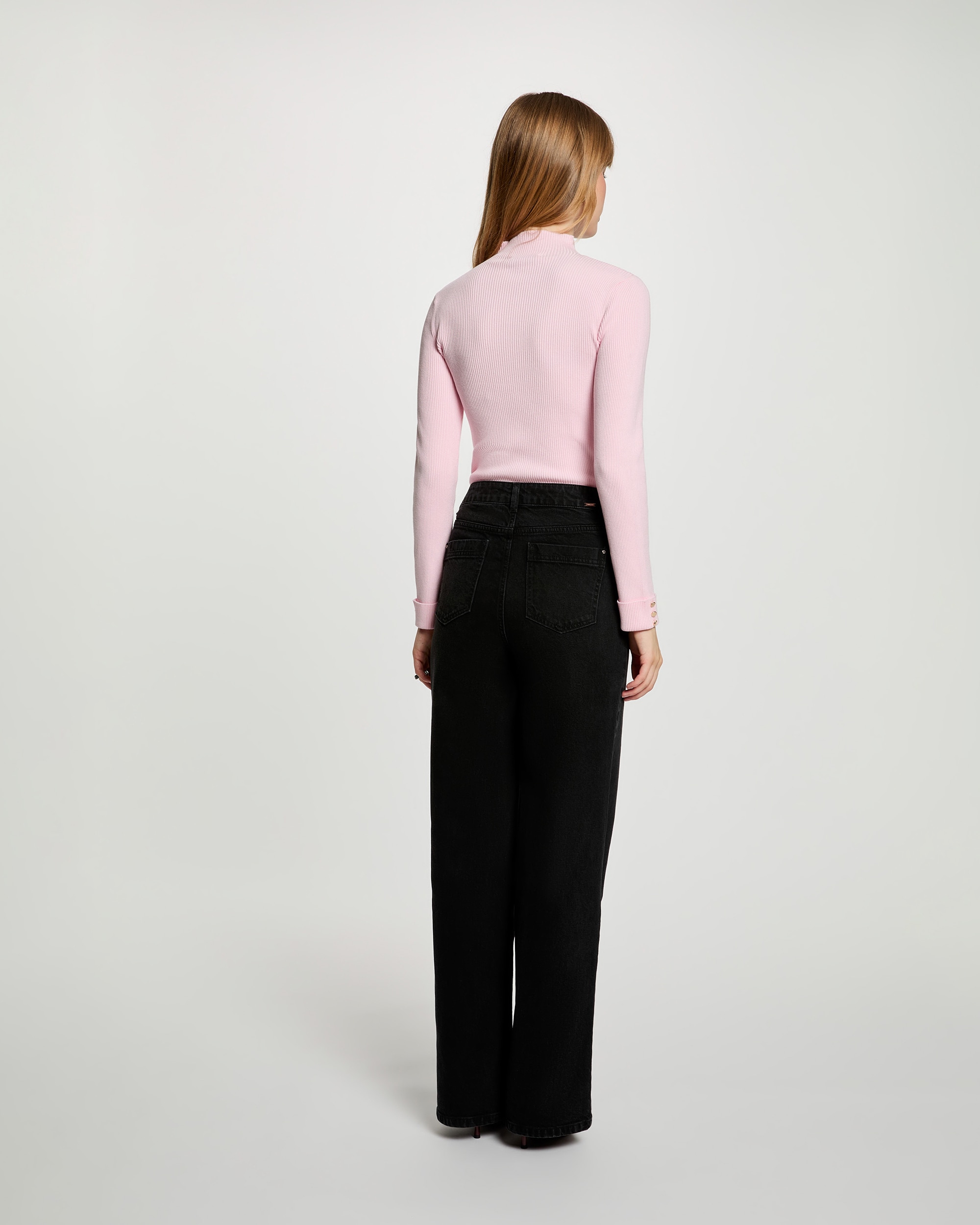 Jersey de mujer con cuello alto - Morgan - Rosa pastel Rosa pastel-2