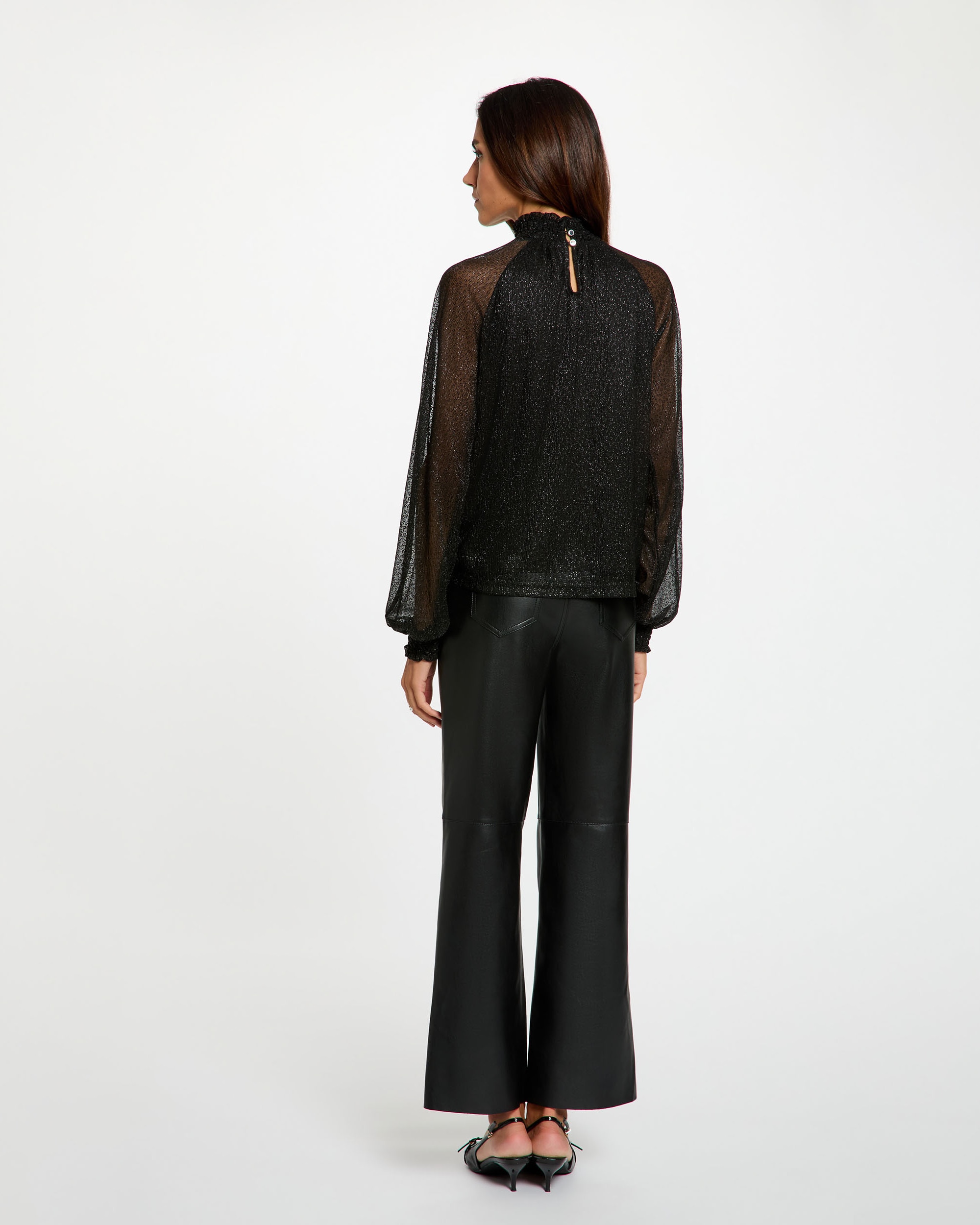 Imagen 2 de Camiseta de mujer con cuello alto y detalles de strass - Morgan - Negro Negro
