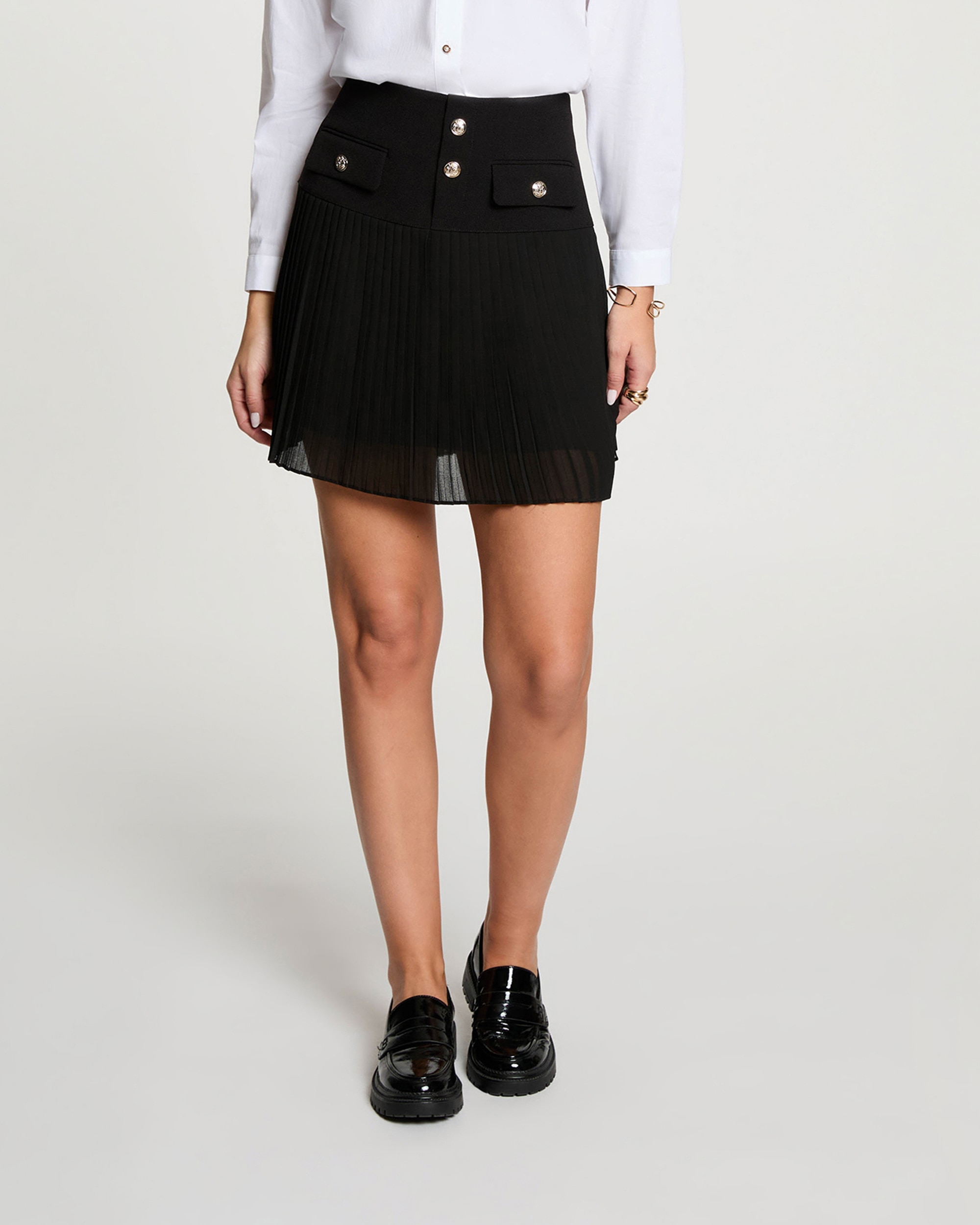 Falda corta plisada - Morgan - Negro Negro-1