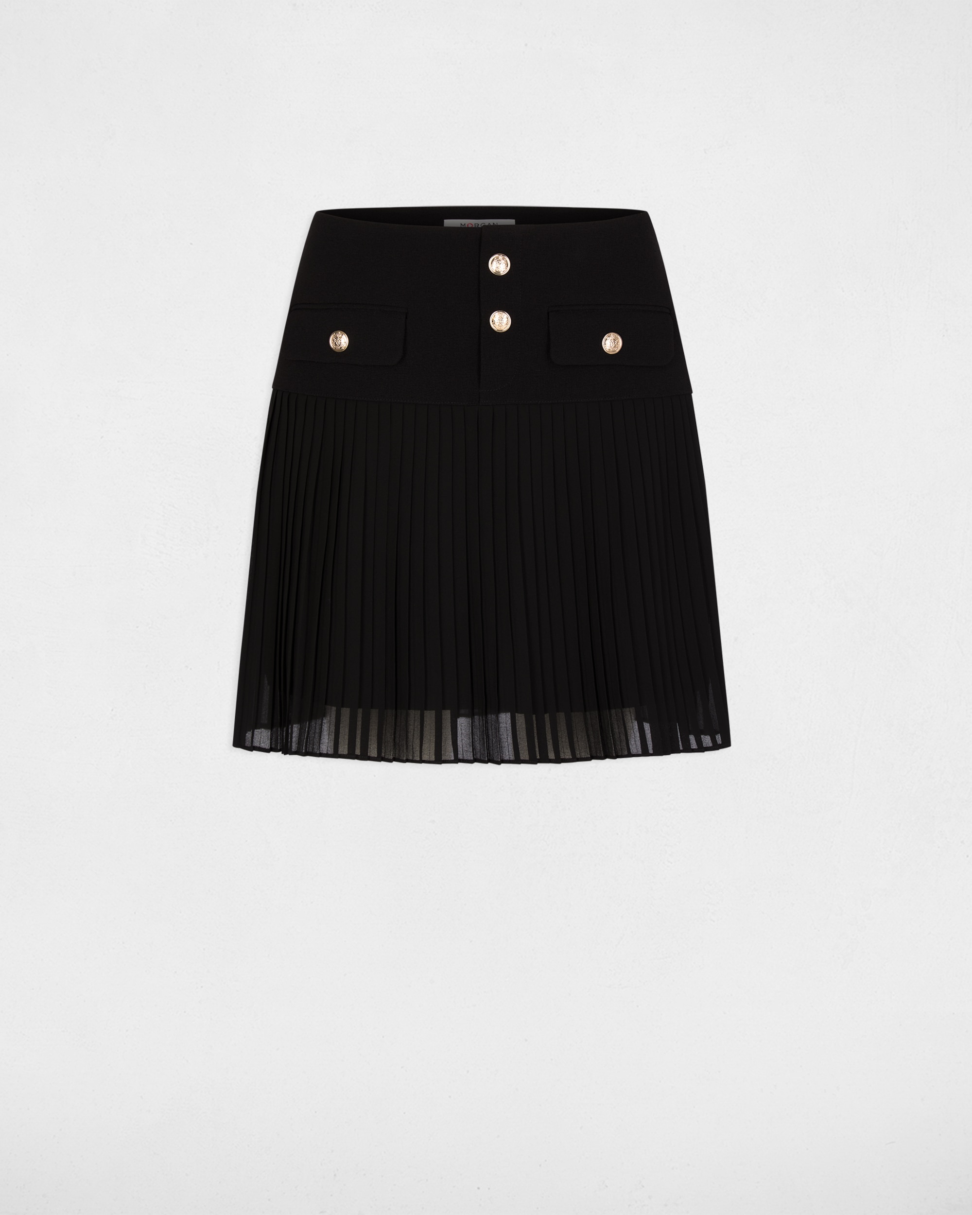 Falda corta plisada - Morgan - Negro Negro-5