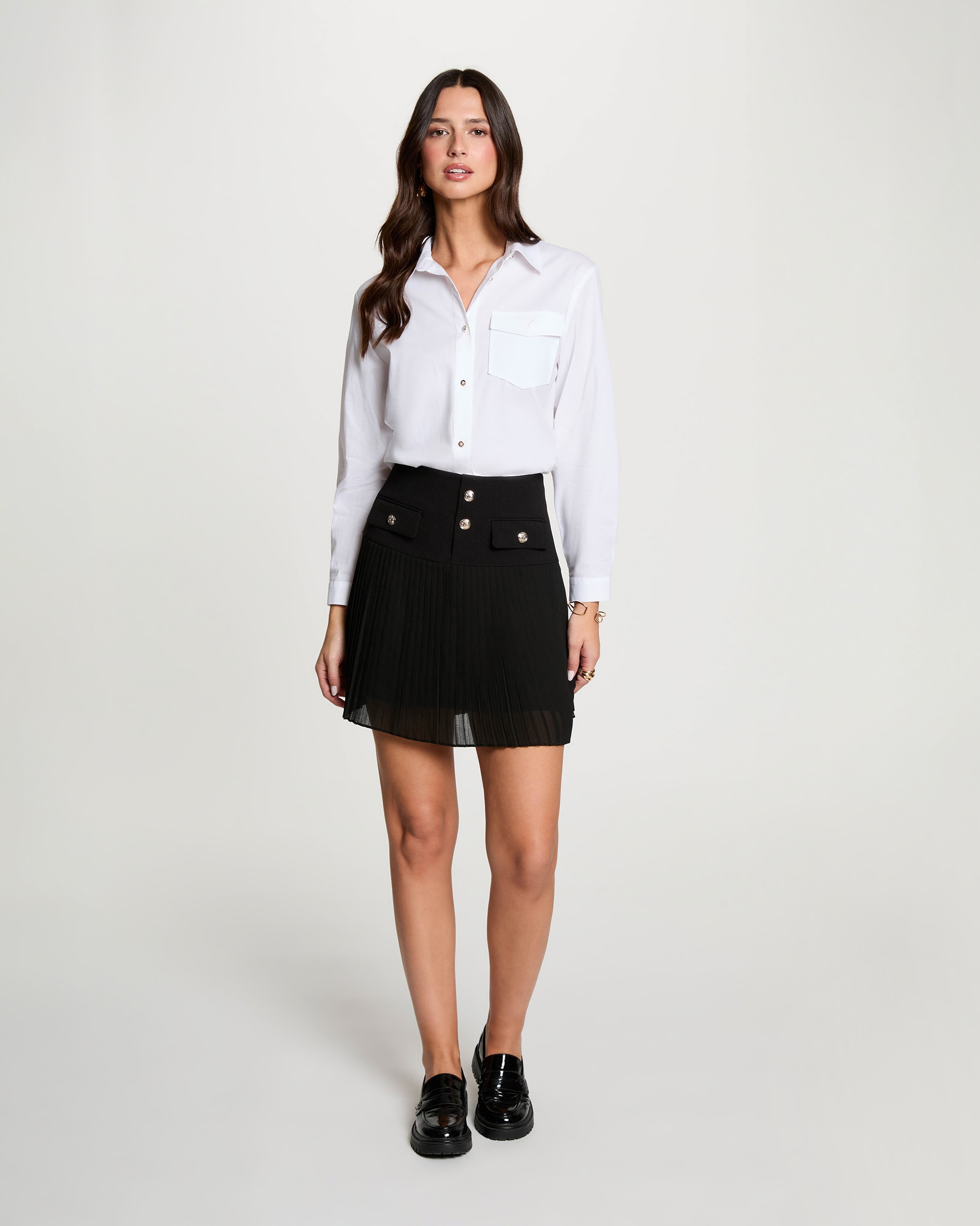 Falda corta plisada - Morgan - Negro Negro-3
