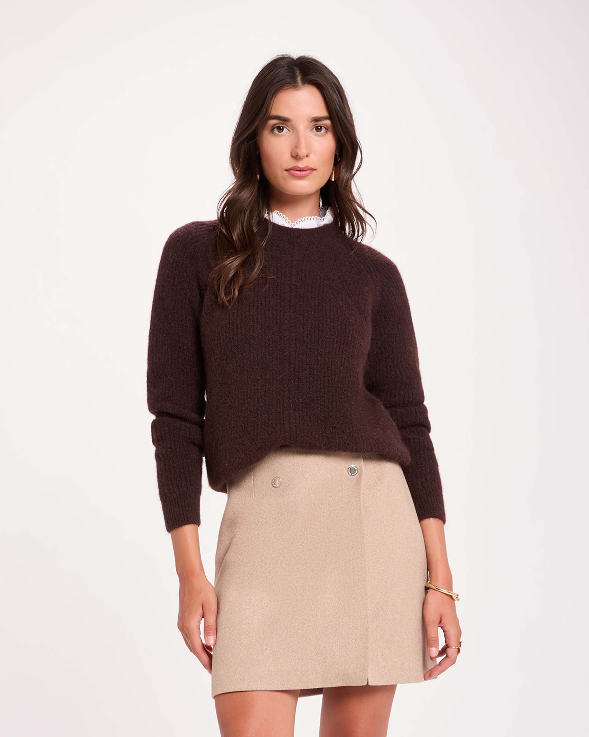 Imagen 1 de Jersey de mujer en lana Marrón oscuro