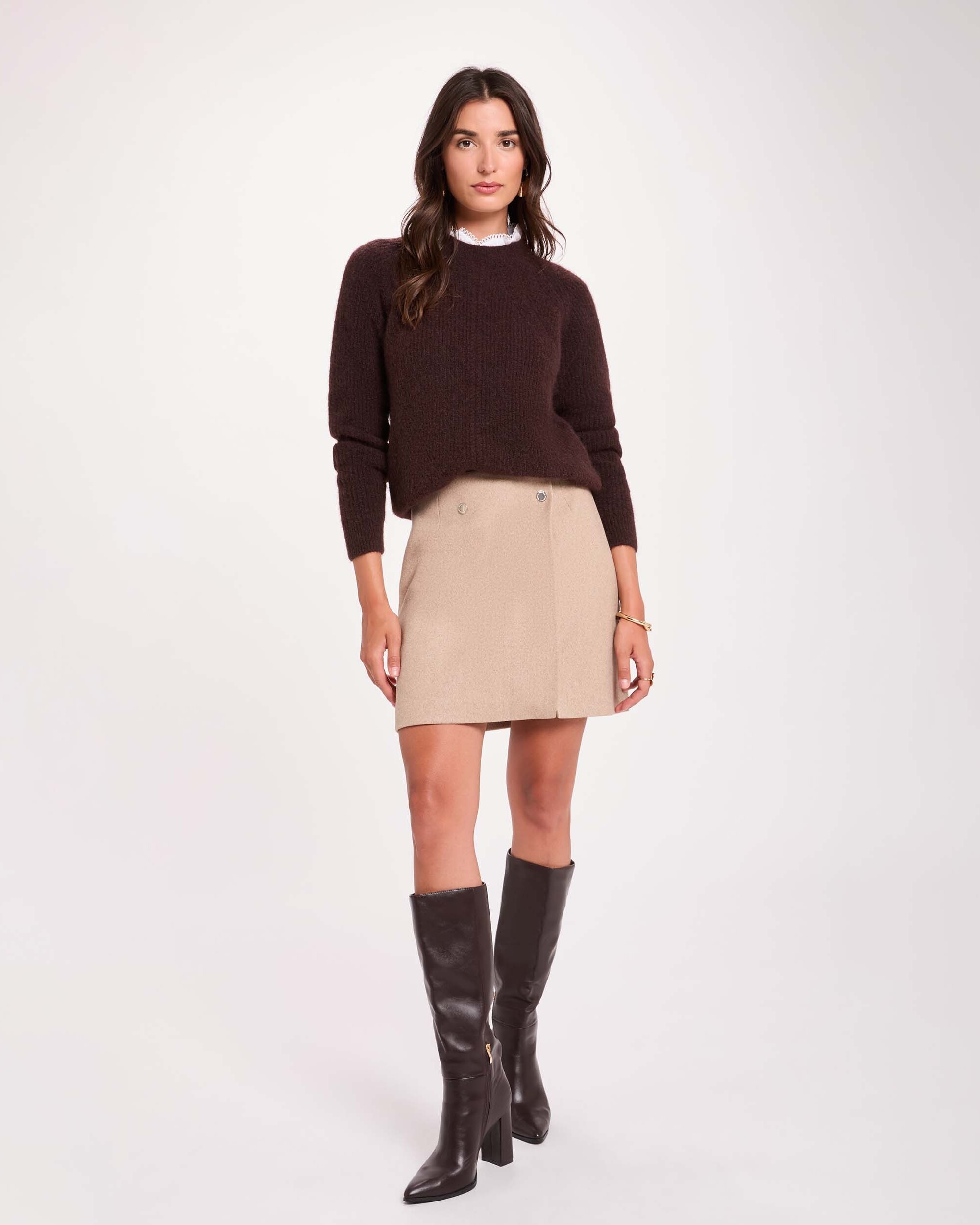 Imagen 3 de Jersey de mujer en lana - Morgan - Marrón oscuro Marrón oscuro