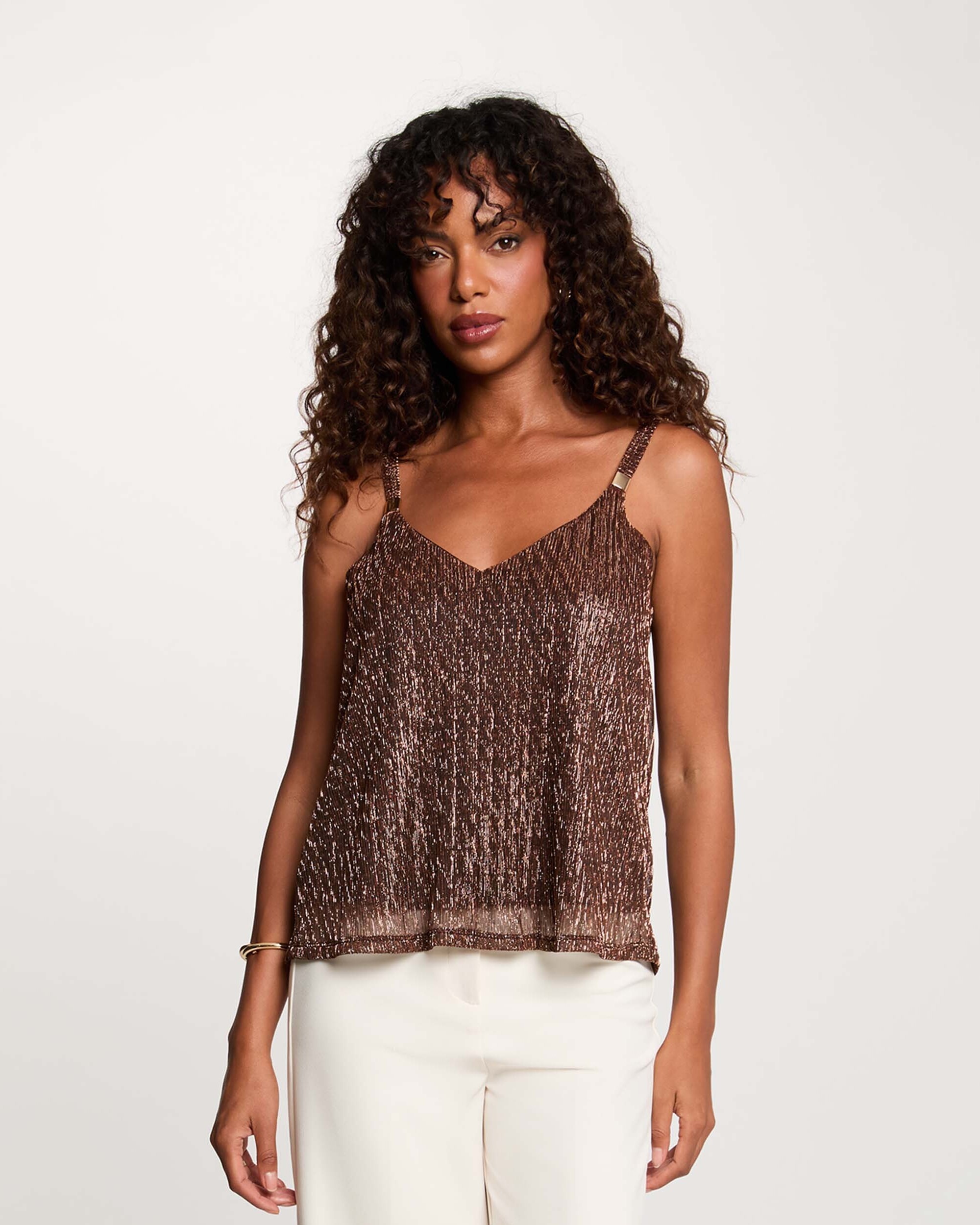 Camiseta de mujer con tirantes - Morgan - Marrón oscuro Marrón oscuro-1