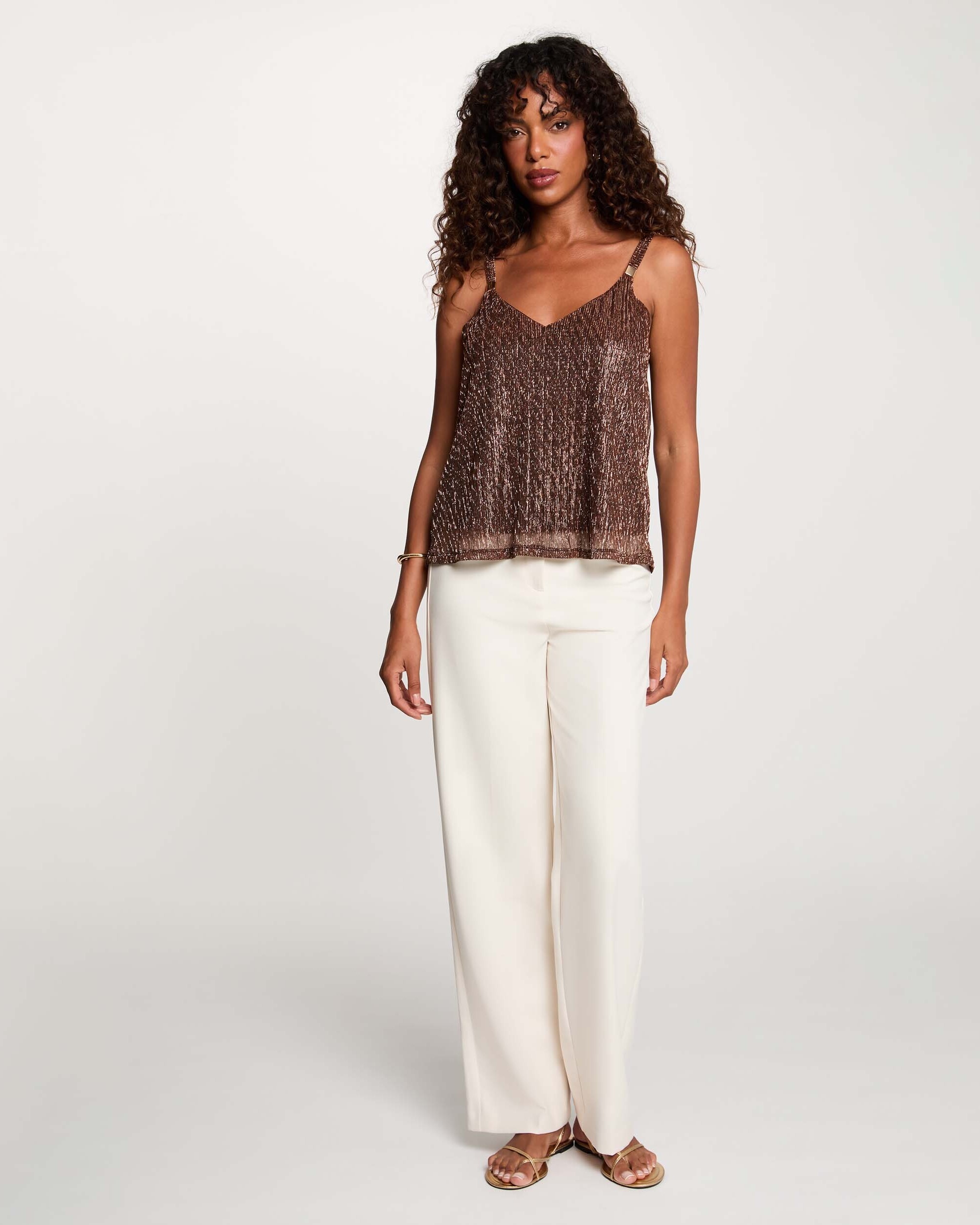 Camiseta de mujer con tirantes - Morgan - Marrón oscuro Marrón oscuro-3
