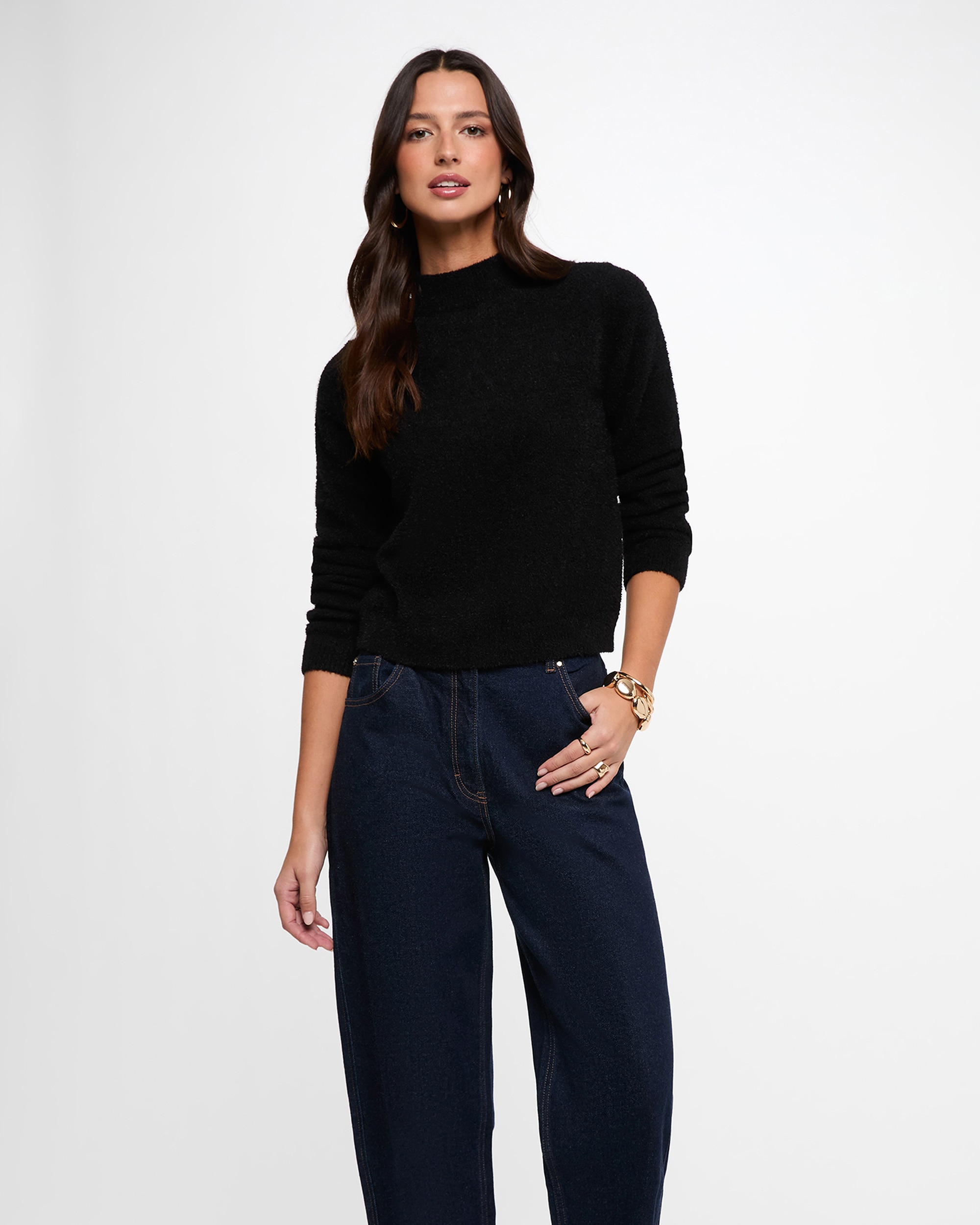 Jersey de mujer con cuello alto - Morgan - Negro Negro-1