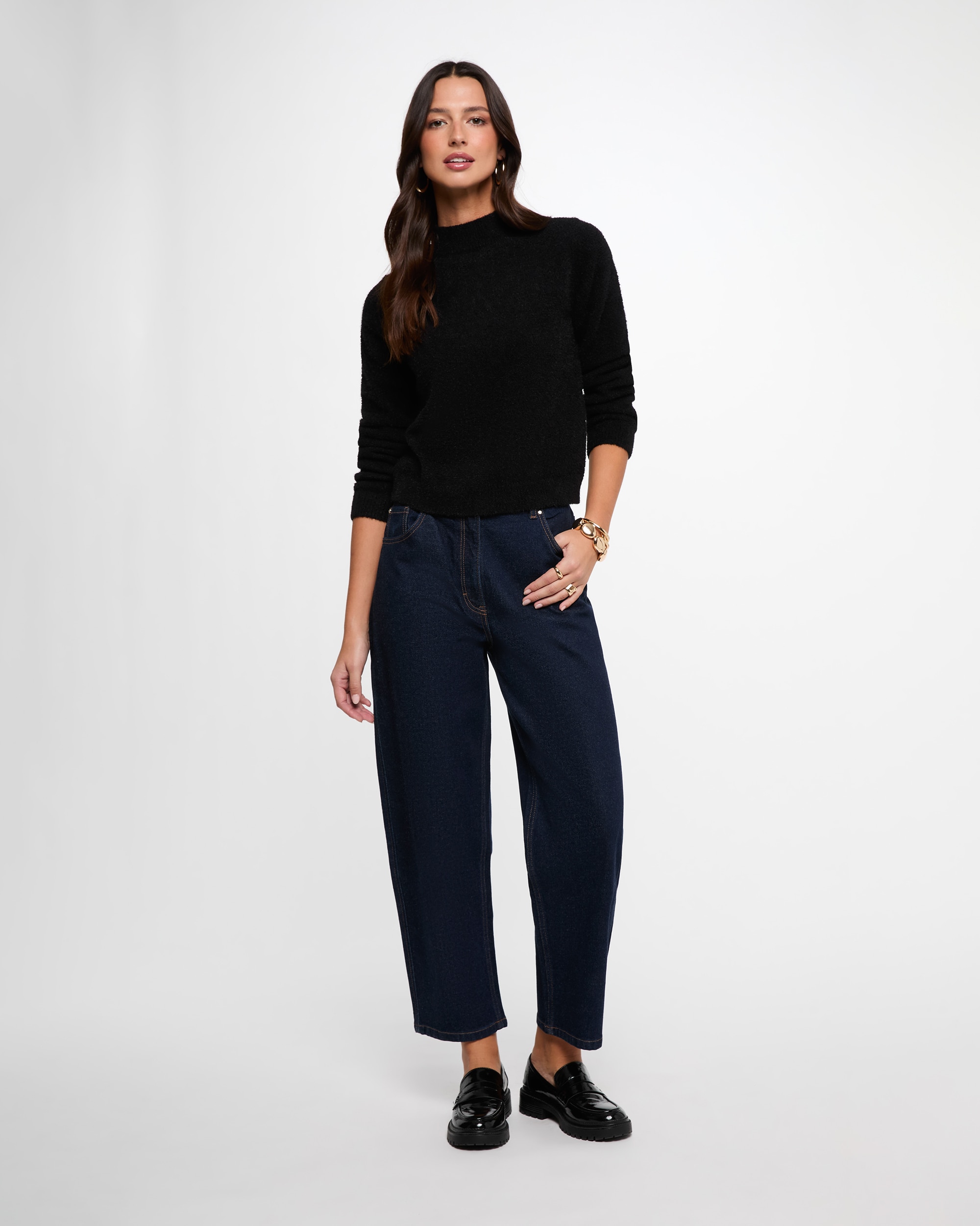 Jersey de mujer con cuello alto - Morgan - Negro Negro-3