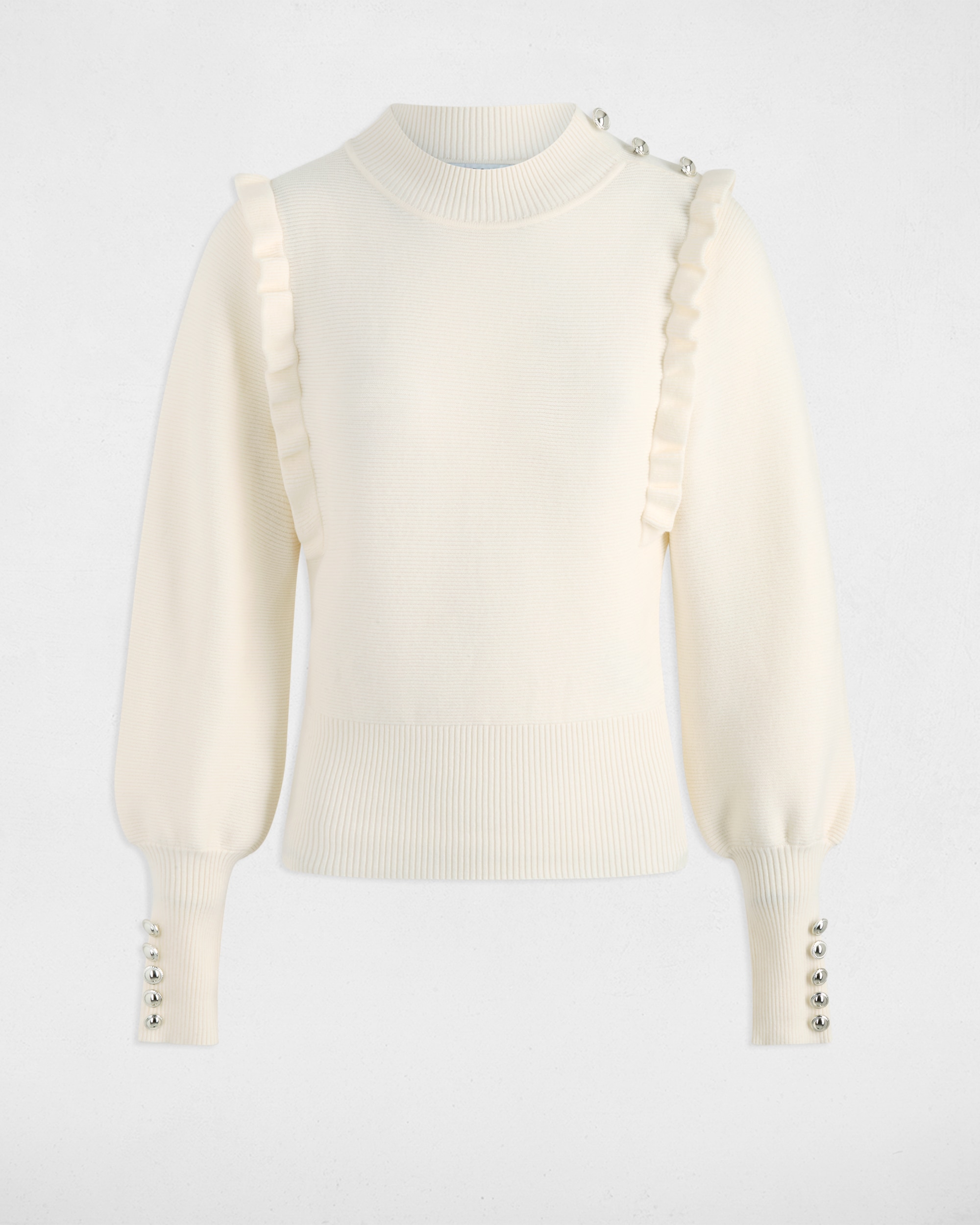 Jersey de mujer con cuello perkins - Morgan - Marfil Marfil-5