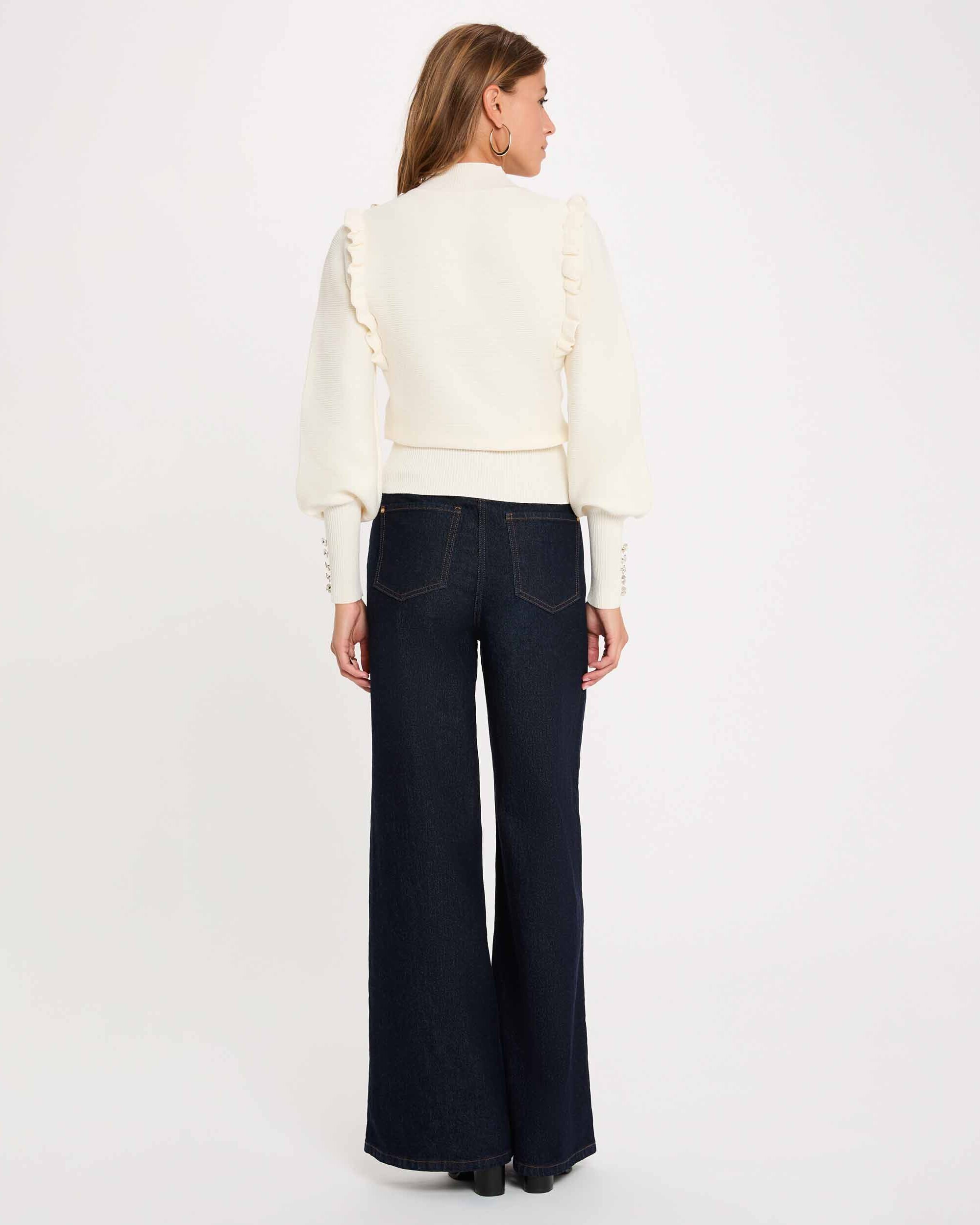 Jersey de mujer con cuello perkins - Morgan - Marfil Marfil-2
