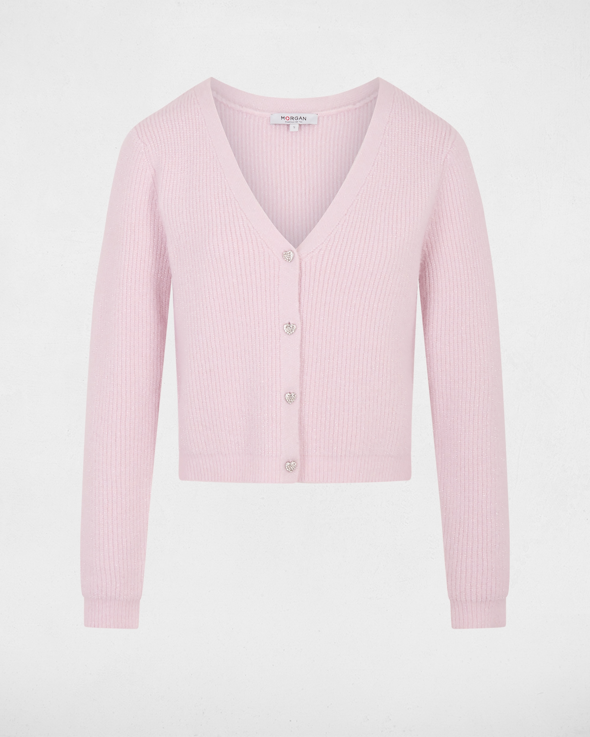 Cárdigan de mujer en lana - Morgan - Rosa pastel Rosa pastel-5