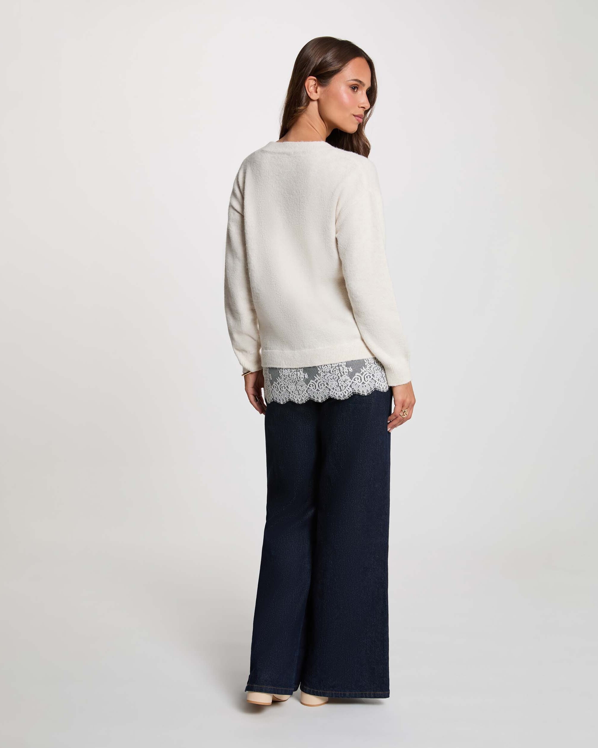 Imagen 2 de Jersey de mujer con encaje - Morgan - Marfil Marfil