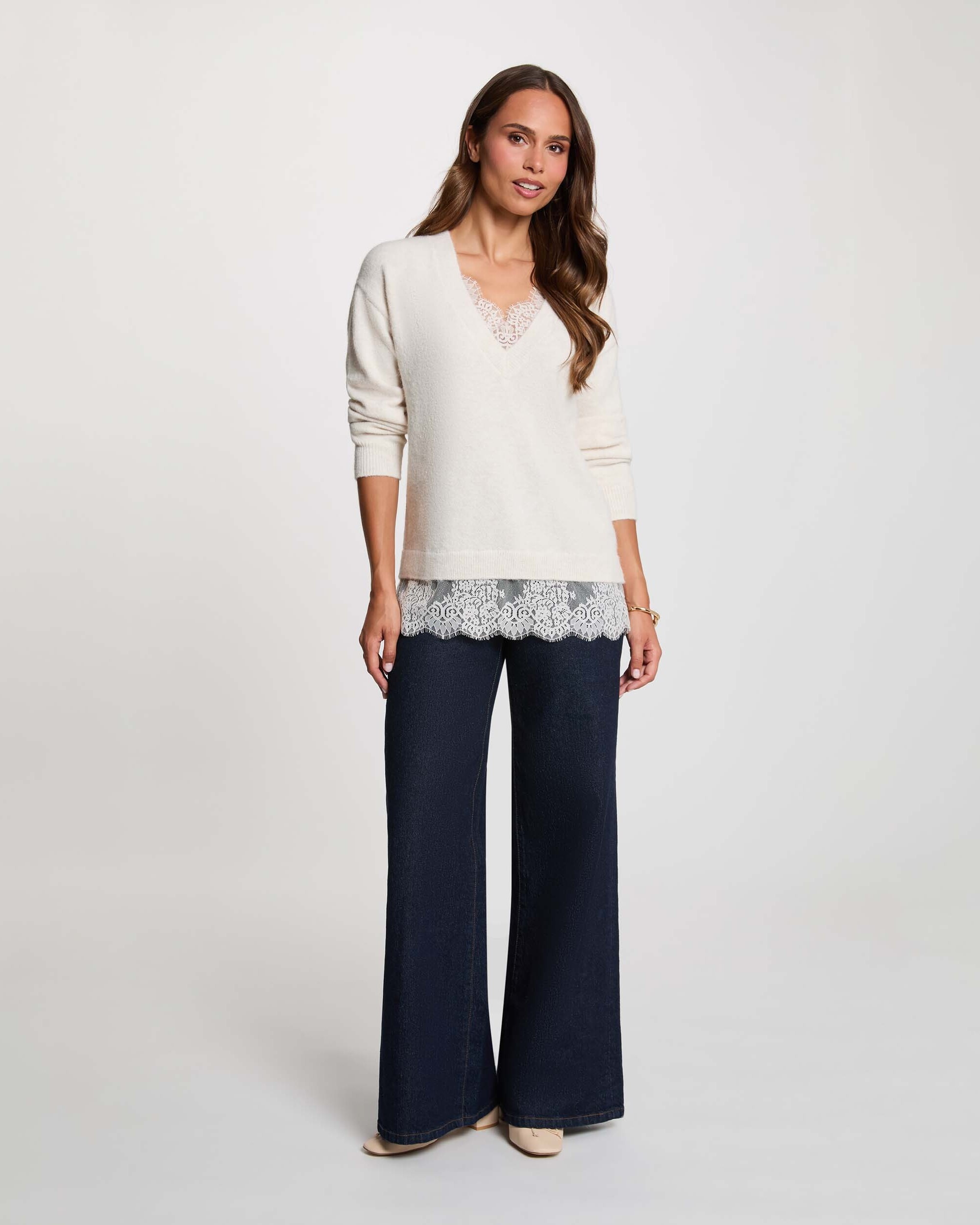 Imagen 3 de Jersey de mujer con encaje - Morgan - Marfil Marfil