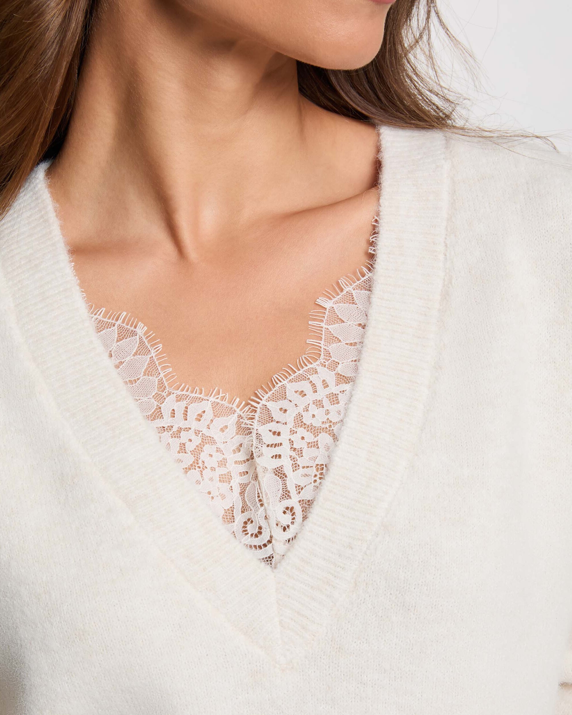 Imagen 4 de Jersey de mujer con encaje - Morgan - Marfil Marfil