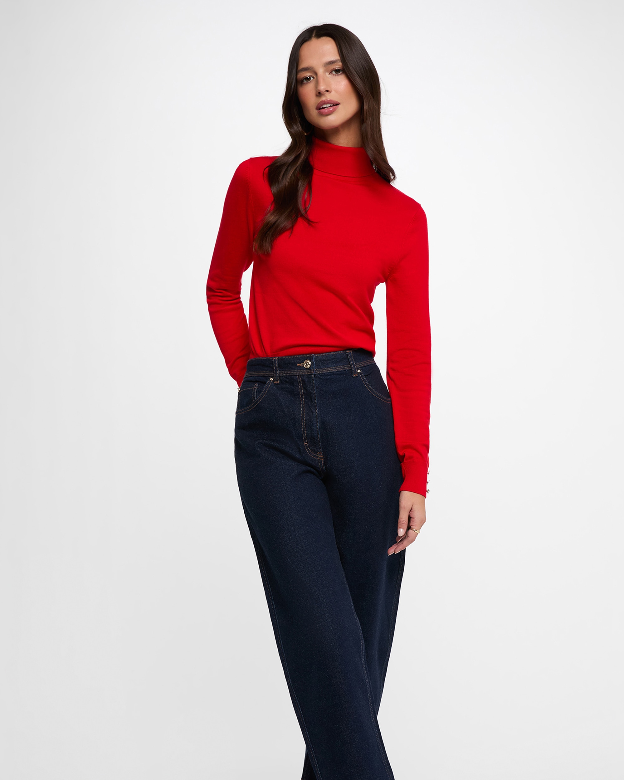 Jersey de mujer con cuello alto - Morgan - Rojo Rojo-1