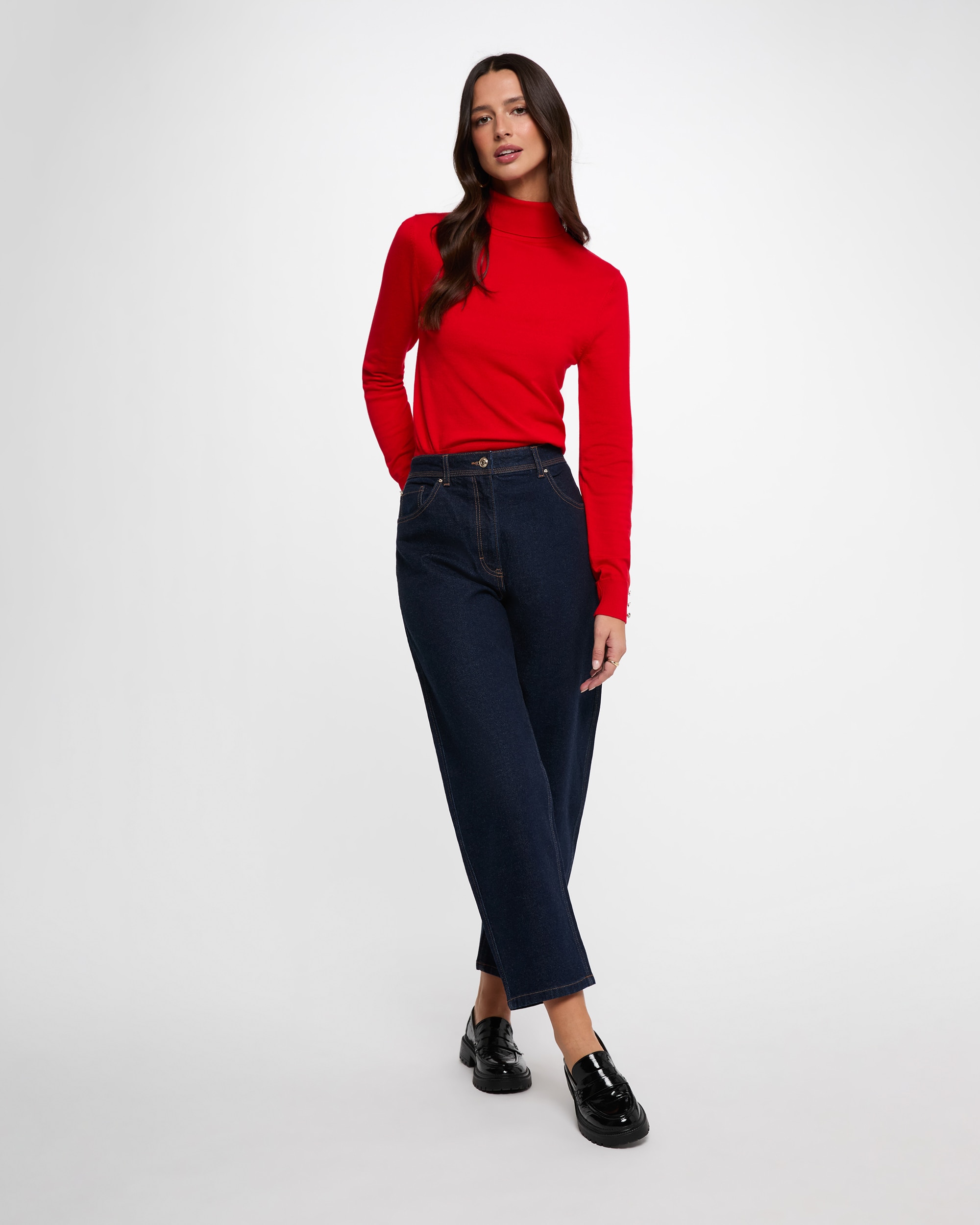 Jersey de mujer con cuello alto - Morgan - Rojo Rojo-3
