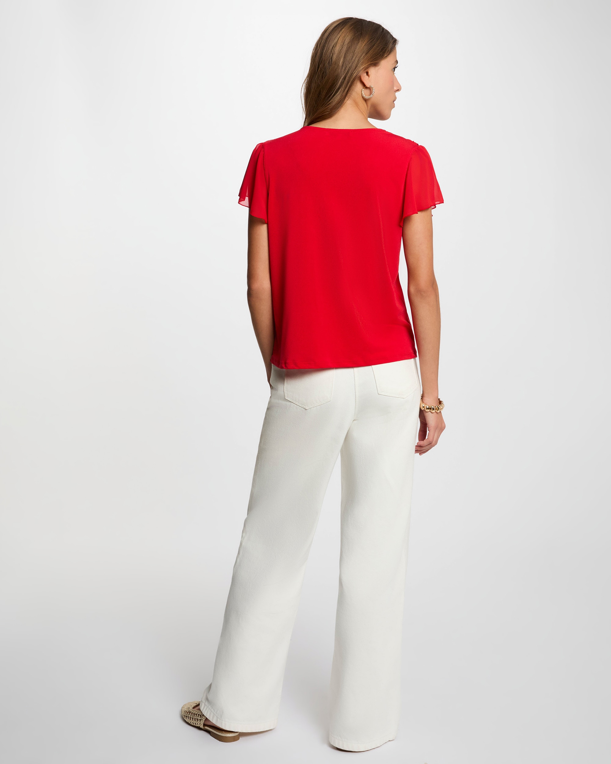 Camiseta de mujer con volantes - Morgan - Rojo Rojo-2