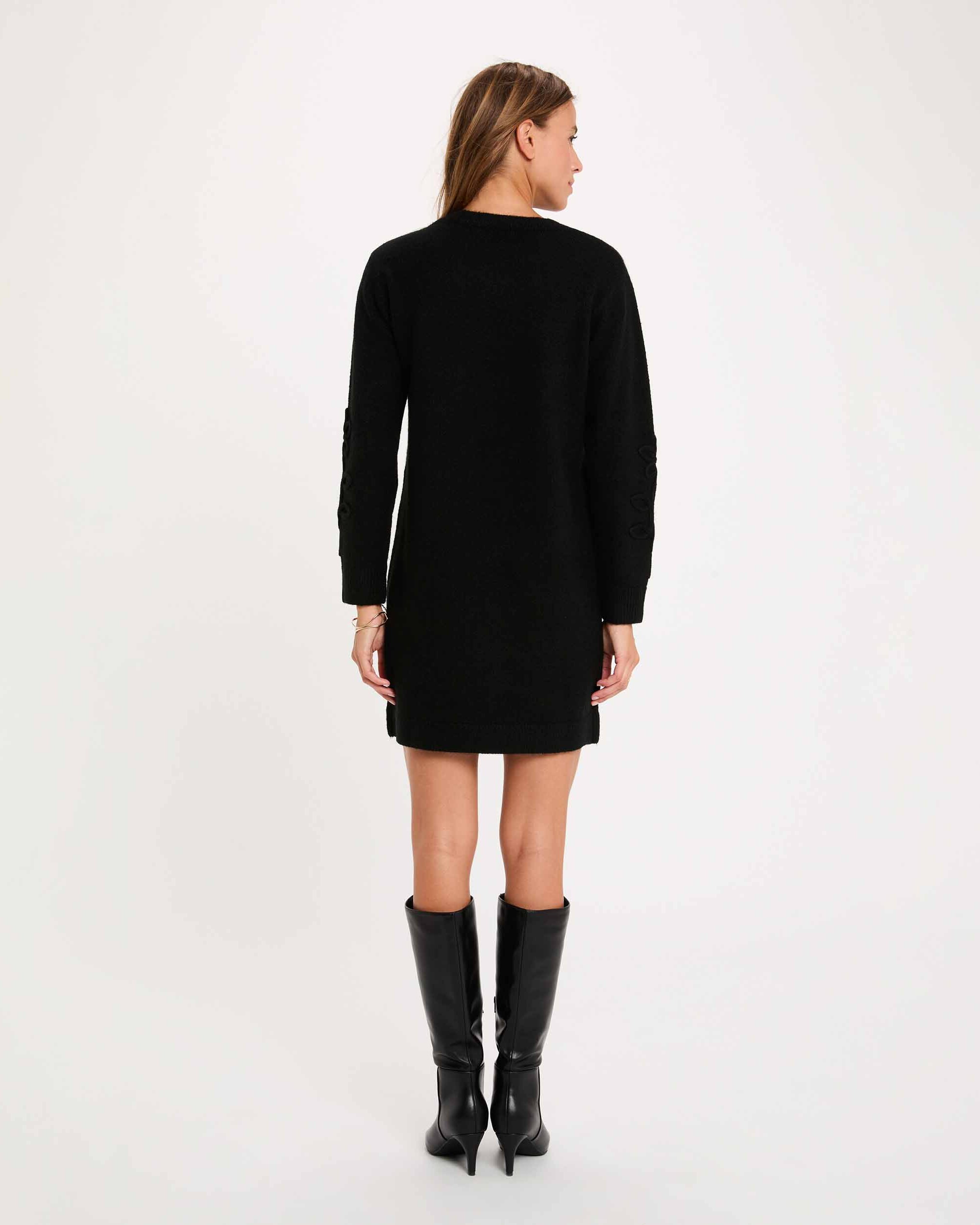 Imagen 2 de Vestido corto de punto con manga larga - Morgan - Negro Negro