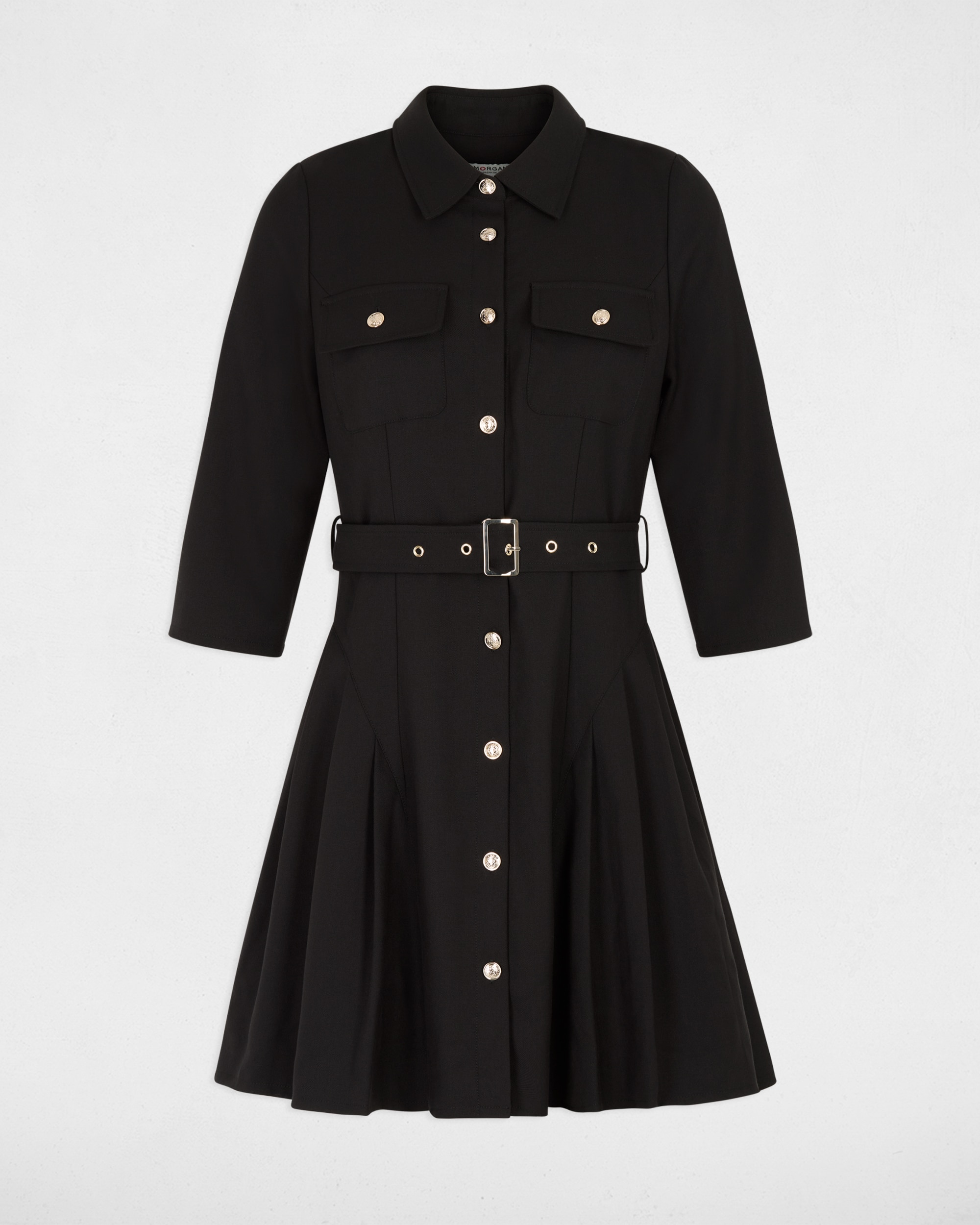 Vestido corto con cinturón - Morgan - Negro Negro-5