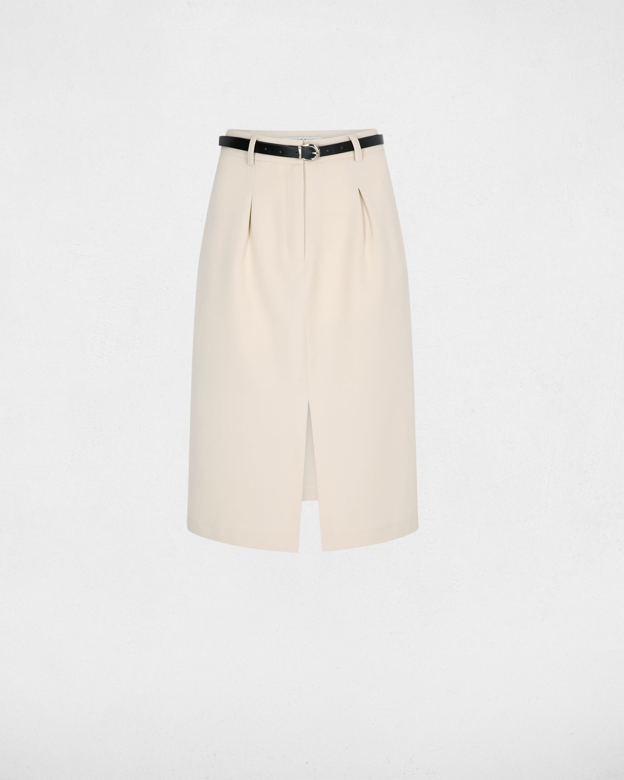 Falda midi con pinzas sastre - Morgan - Beige Beige-5