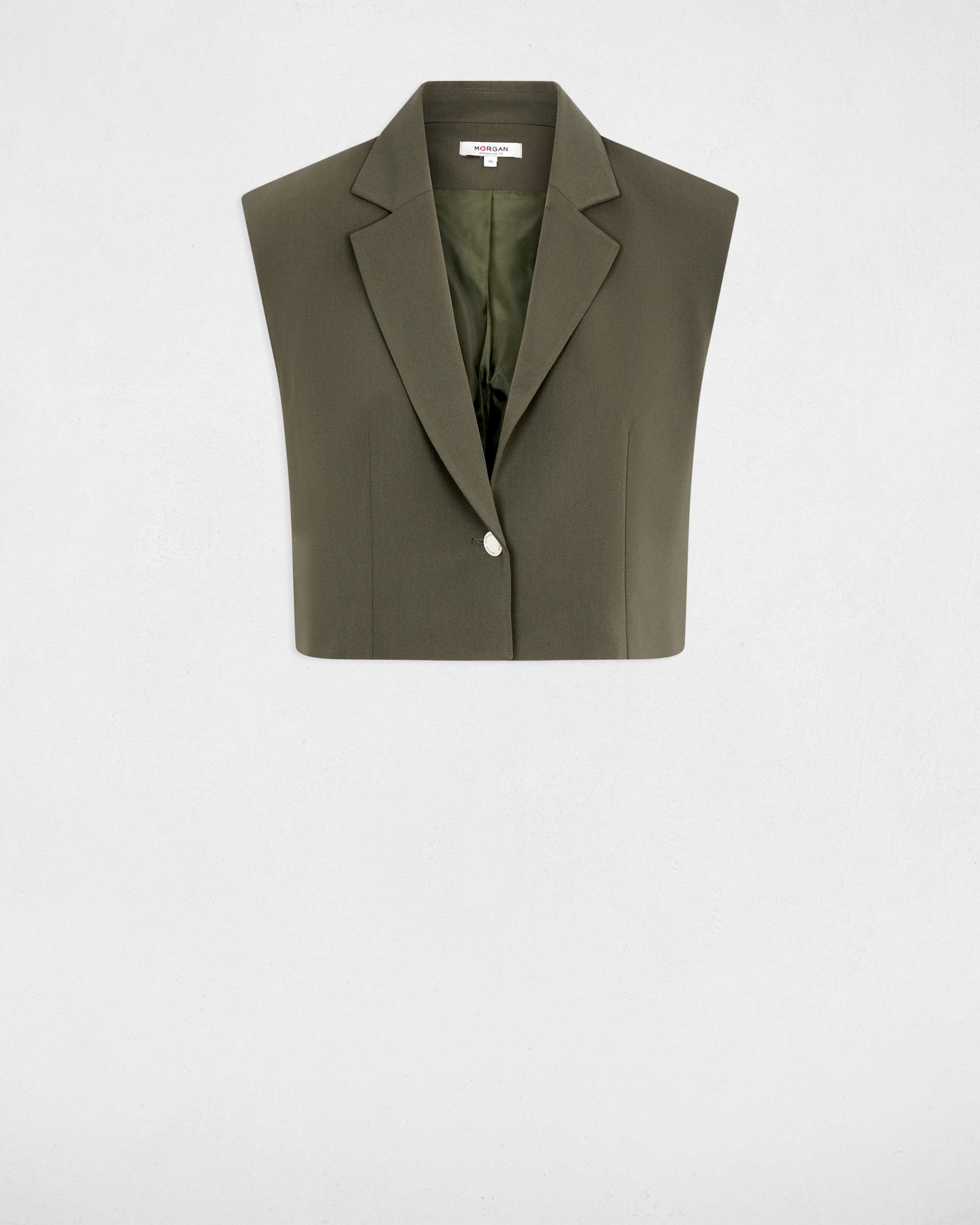 Blazer de mujer crop sin mangas - Morgan - Verde militar Verde militar-2
