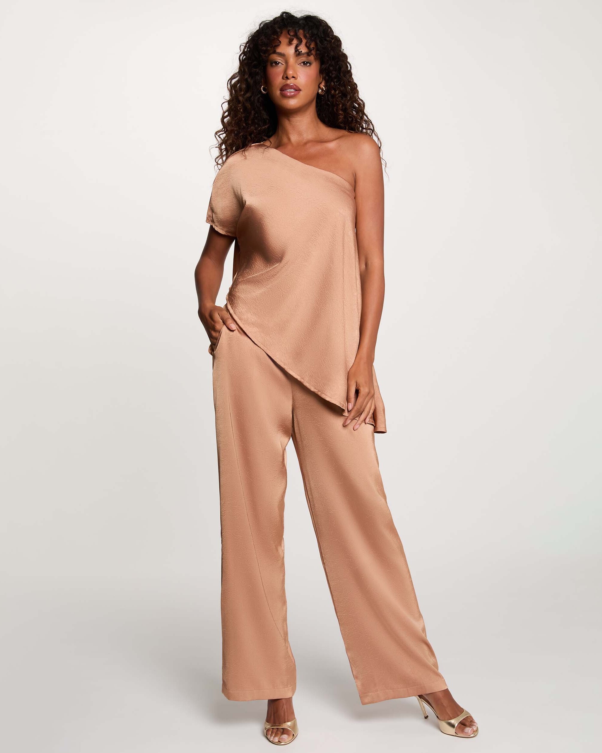 Blusa de mujer con escote asimétrico - Morgan - Bronce metalizado Bronce metalizado-3