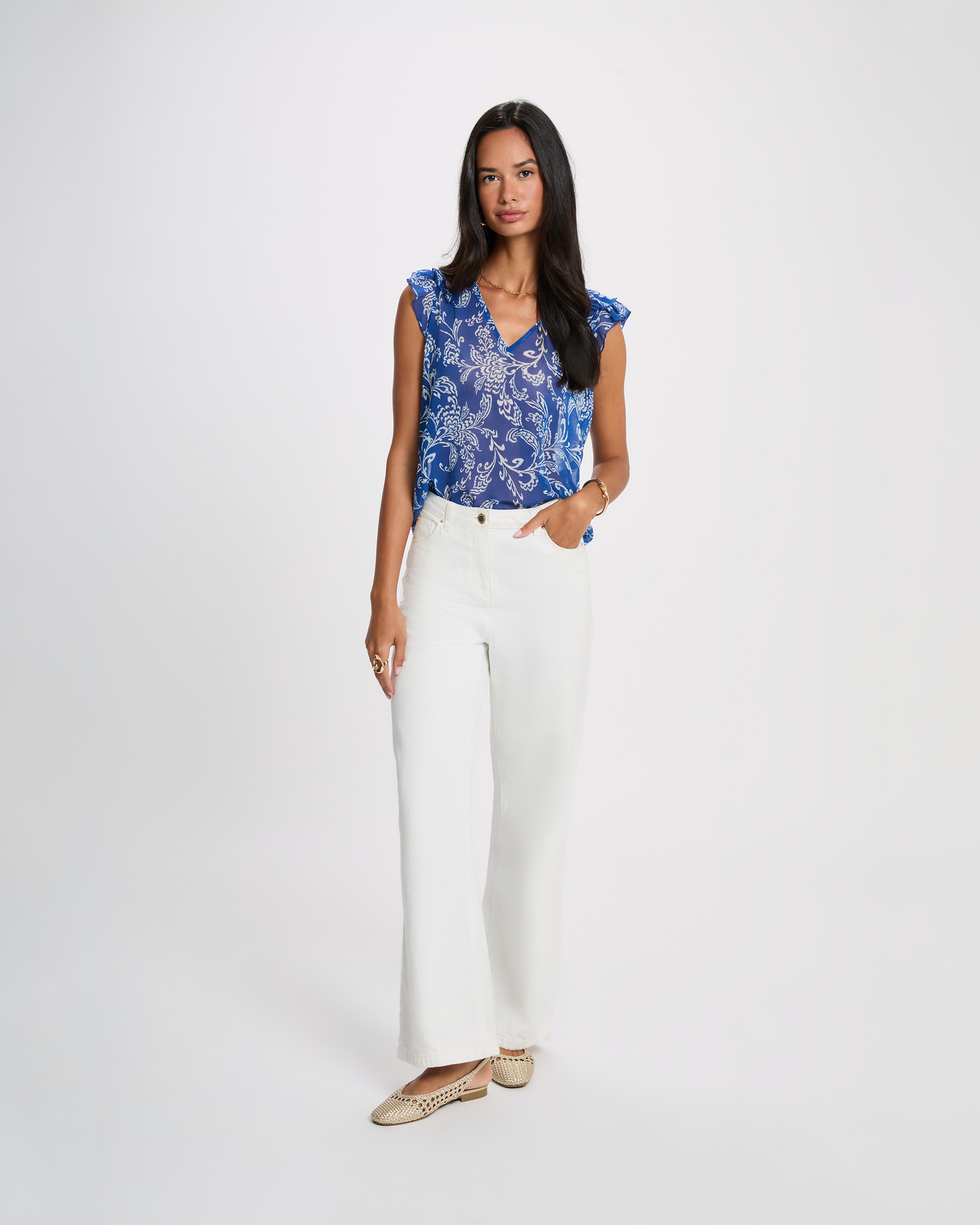 Blusa de mujer con cuello vuelto - Morgan - Azul Azul-3