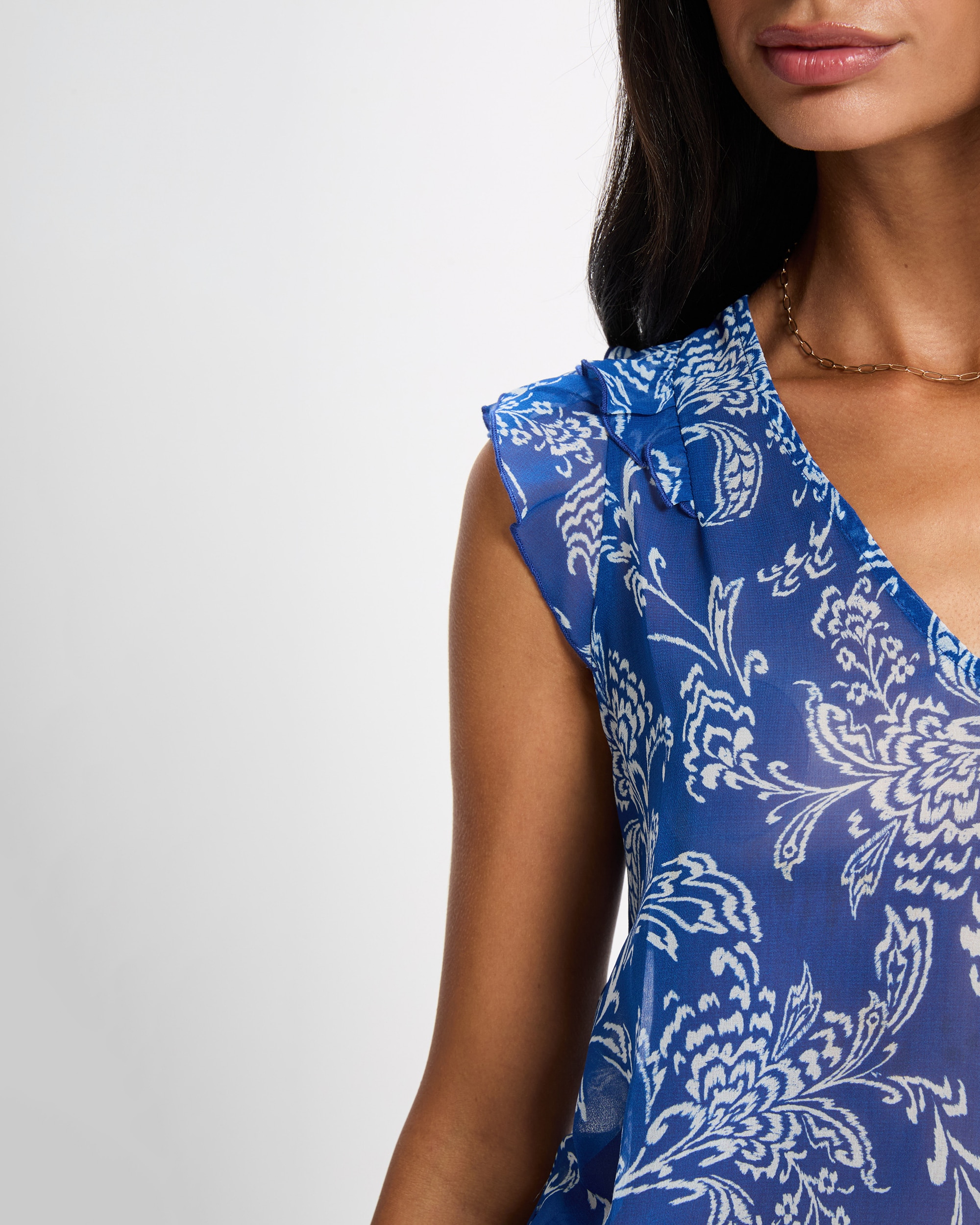 Blusa de mujer con cuello vuelto - Morgan - Azul Azul-4