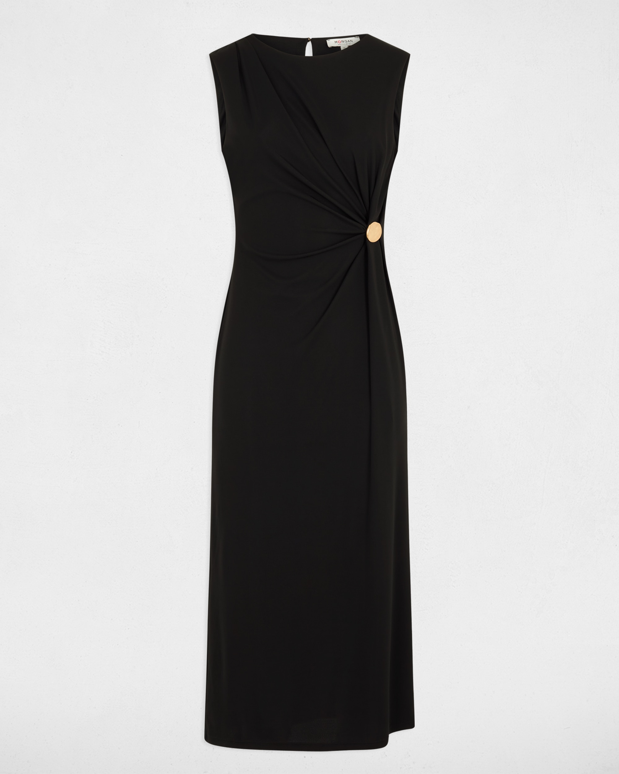 Vestido largo con cintura con hebilla - Morgan - Negro Negro-5