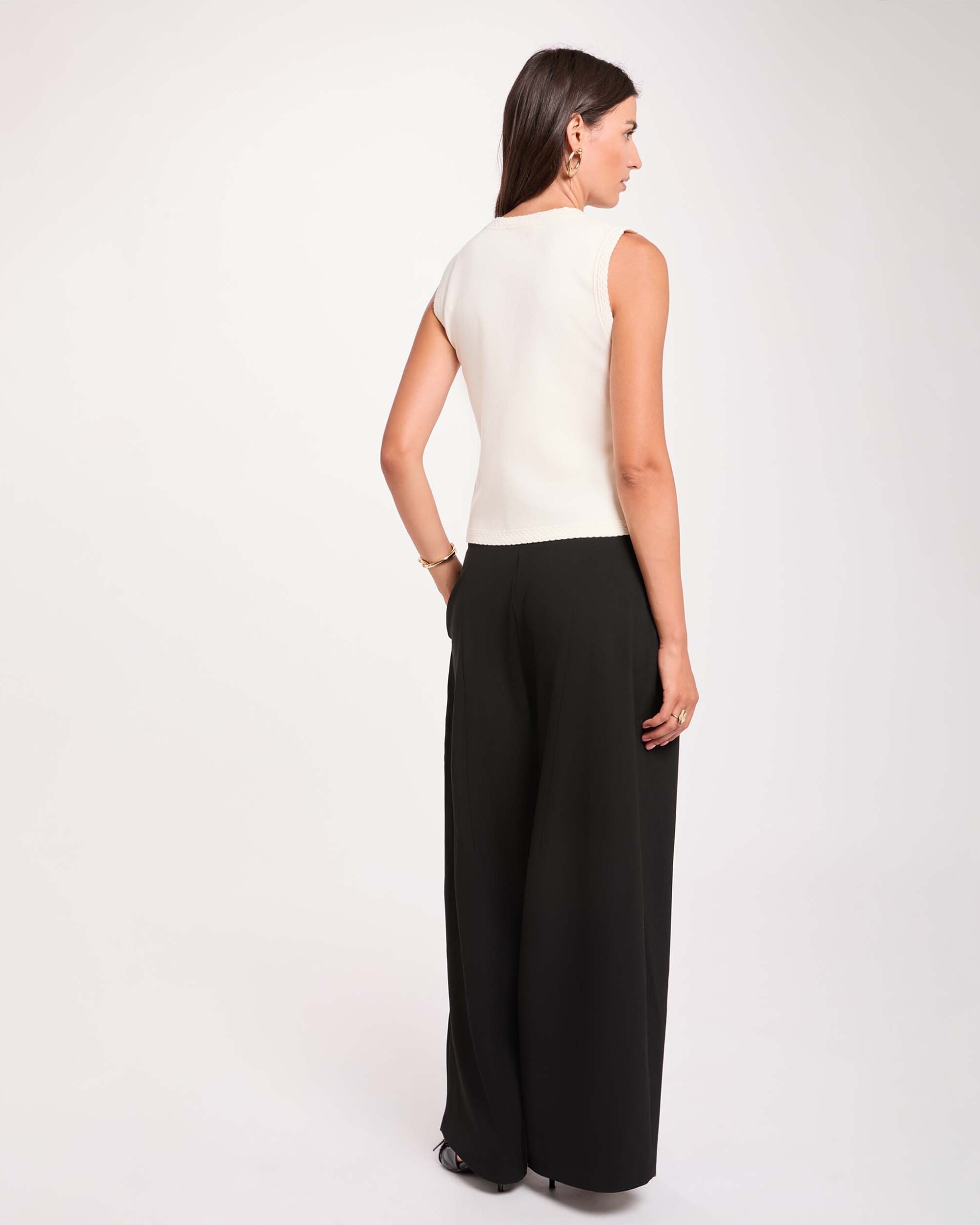 Pantalones de vestir de mujer de tiro alto - Morgan - Negro Negro-2