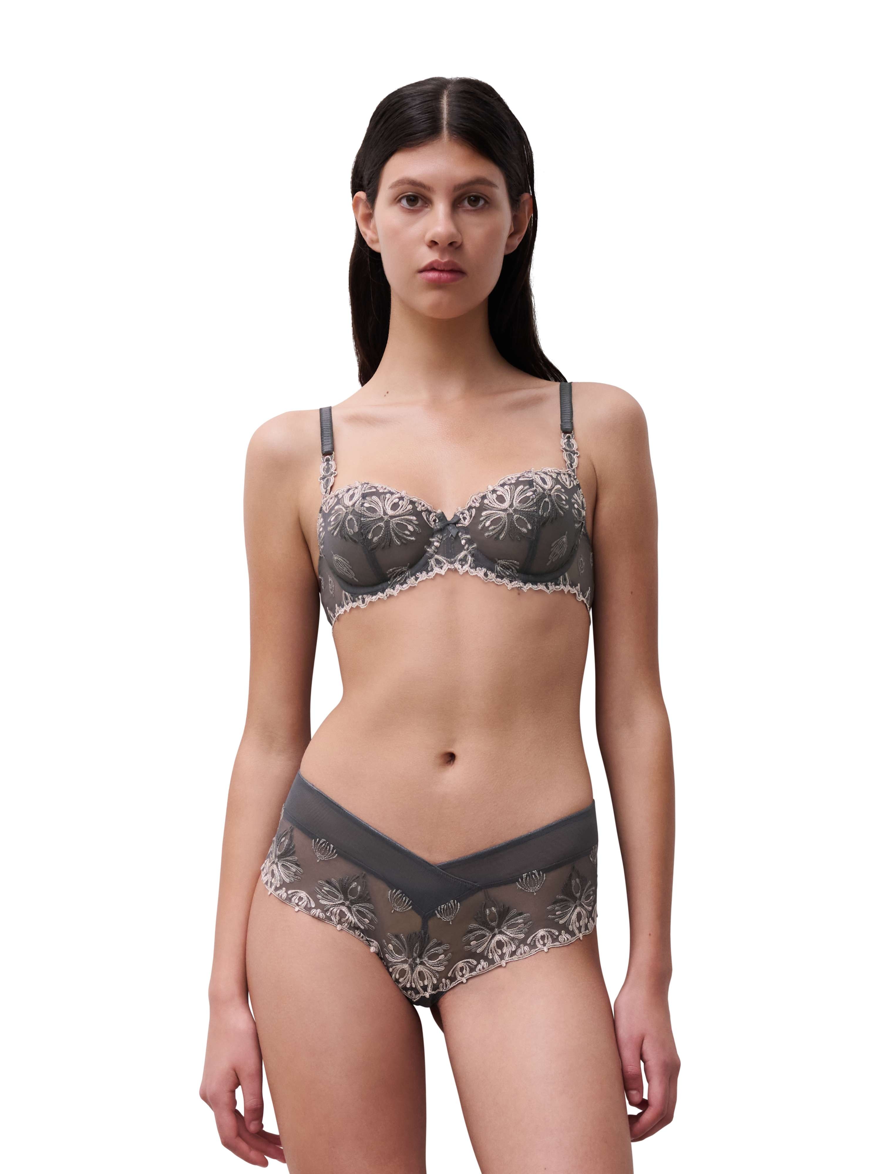 Sujetador Champs Elysees con aro estilo balconette con bordados - Chantelle Gris-4