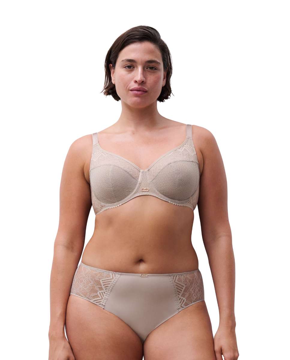 Sujetador con aro de mujer de capacidad y encaje línea origins - Chantelle - Gris claro Gris claro-4