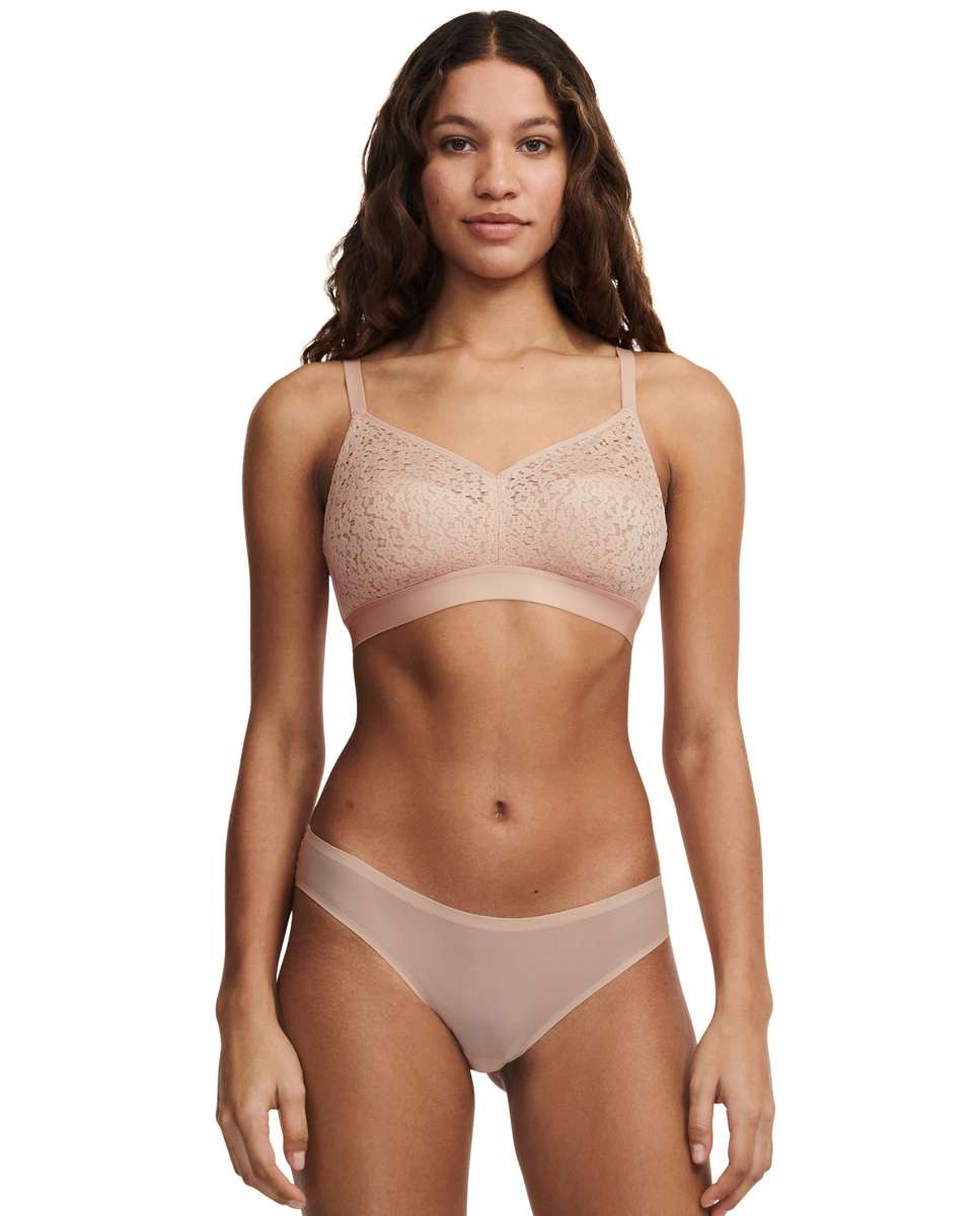 Sujetador sin aros de mujer con copas moldeadas en encaje floral de la línea norah - Chantelle - Beige Beige-3