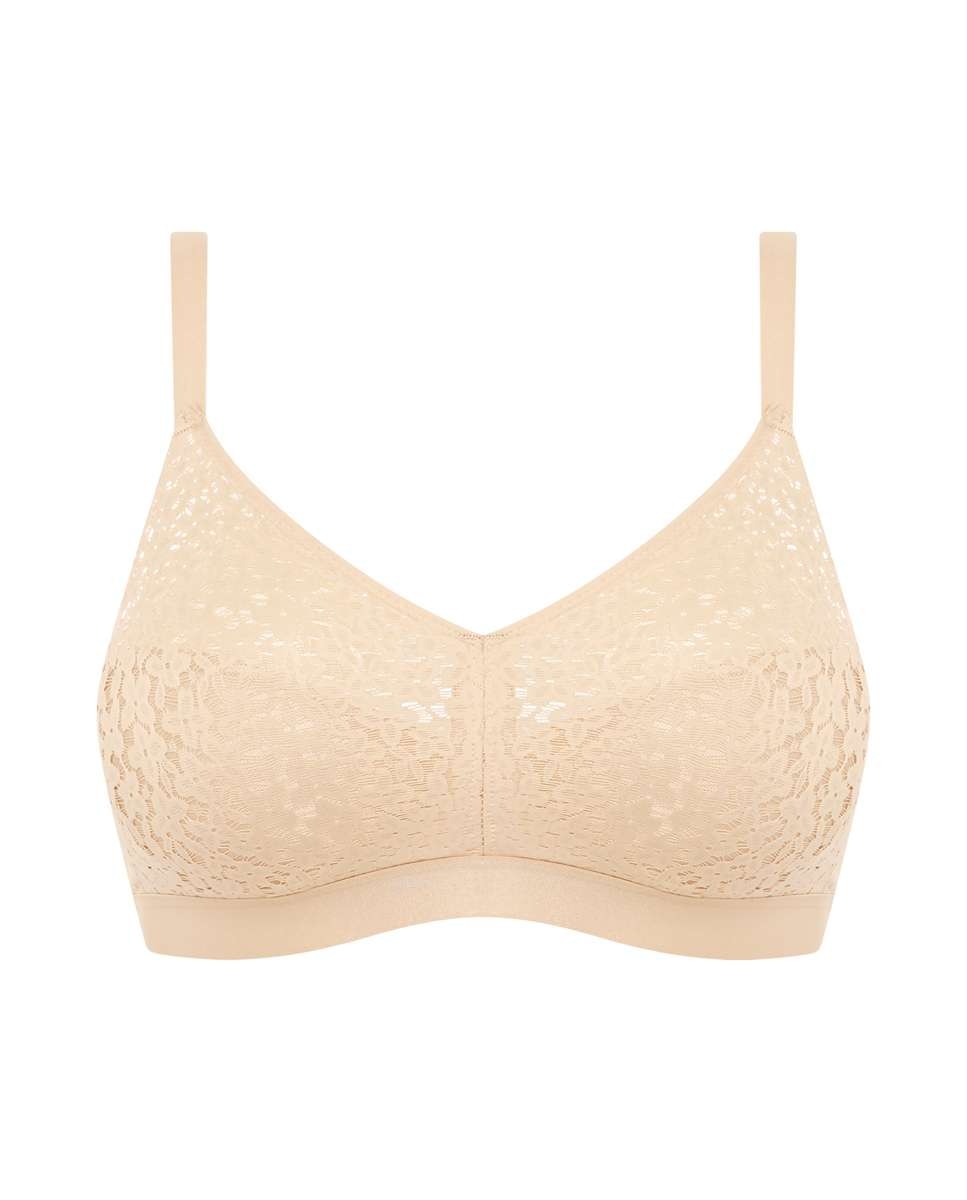 Sujetador sin aros de mujer con copas moldeadas en encaje floral de la línea norah - Chantelle - Beige Beige-4