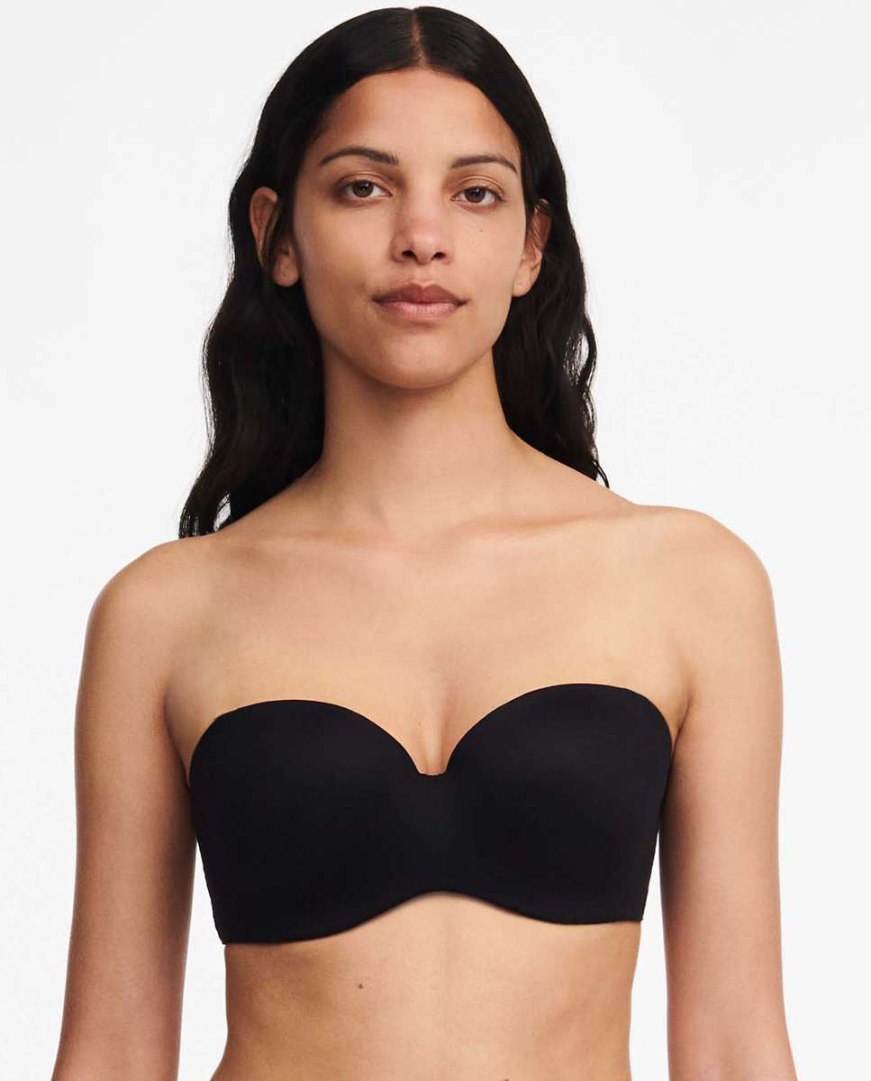 Imagen 0 de Sujetador bandeau de mujer sin tirantes, con relleno y encaje línea norah Negro