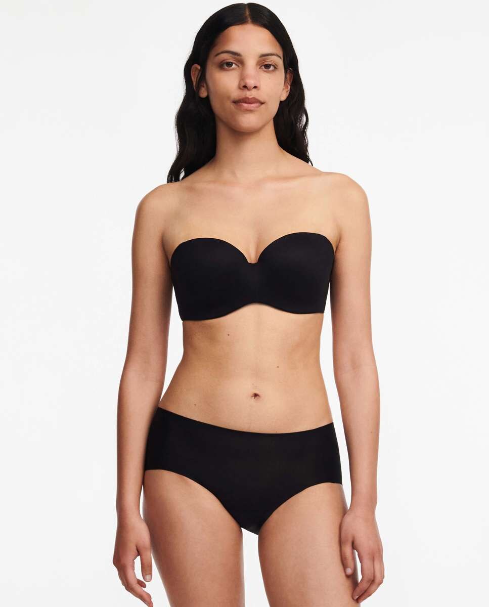 Sujetador bandeau de mujer sin tirantes, con relleno y encaje línea norah - Chantelle - Negro Negro-3