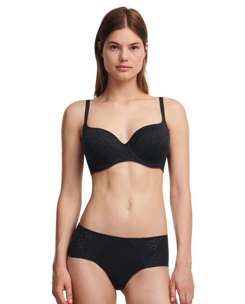 Sujetador con aros de mujer cubriente con relleno en encaje floral de la línea norah - Chantelle - Negro Negro-3