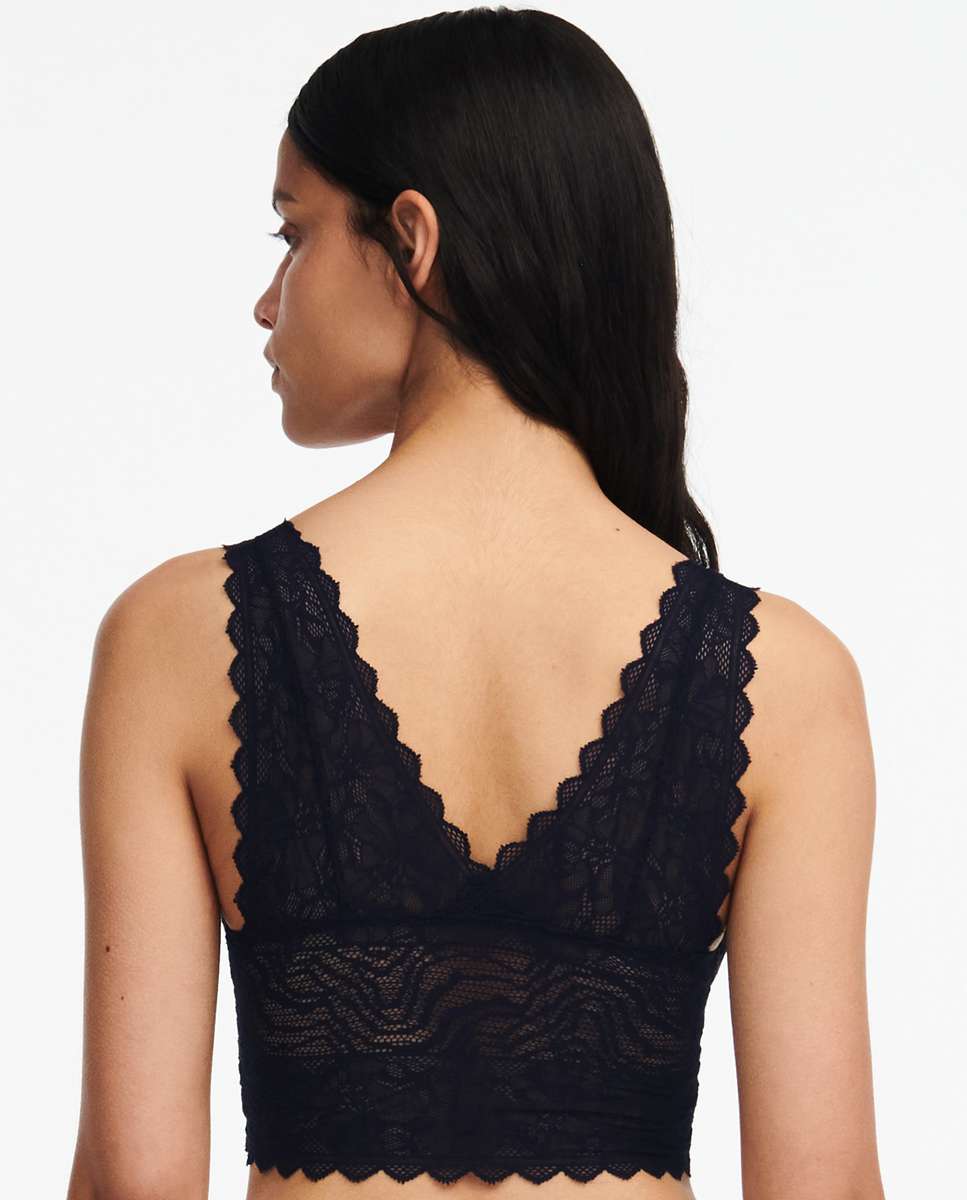 Sujetador sin aro de mujer preformado con encaje y tejido ultra suave línea floral touch - Chantelle - Negro Negro-2