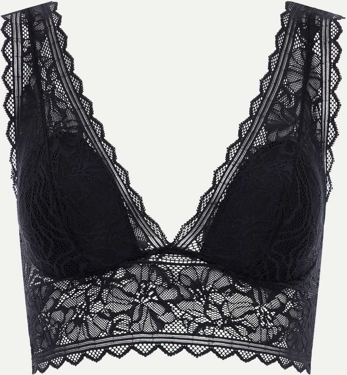 Sujetador sin aro de mujer preformado con encaje y tejido ultra suave línea floral touch - Chantelle - Negro Negro-3