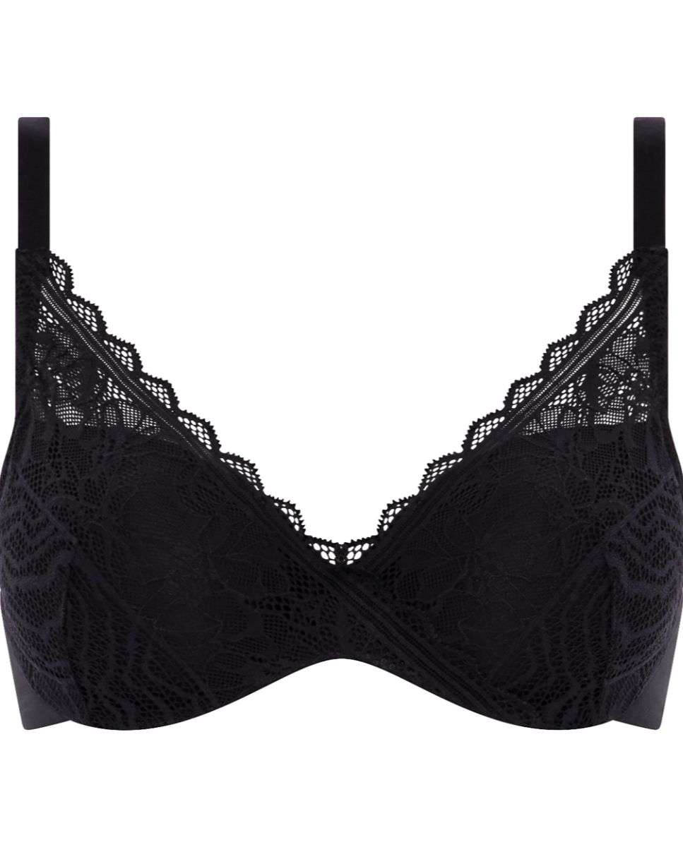 Sujetador de mujer preformado de tejido memory y encaje suave de la línea floral touch - Chantelle - Negro Negro-4